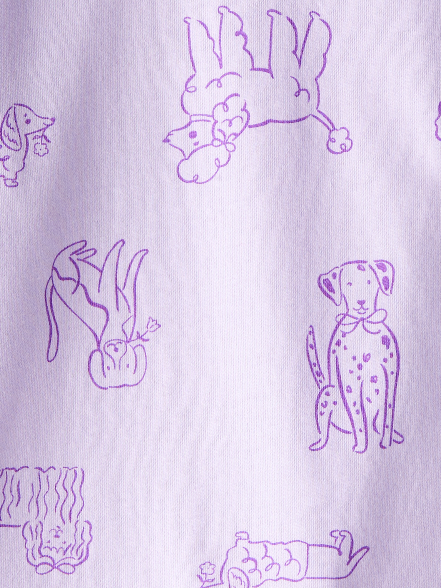 Toddler Girl Dog Print Long-Sleeve Pocket Tee - Purple