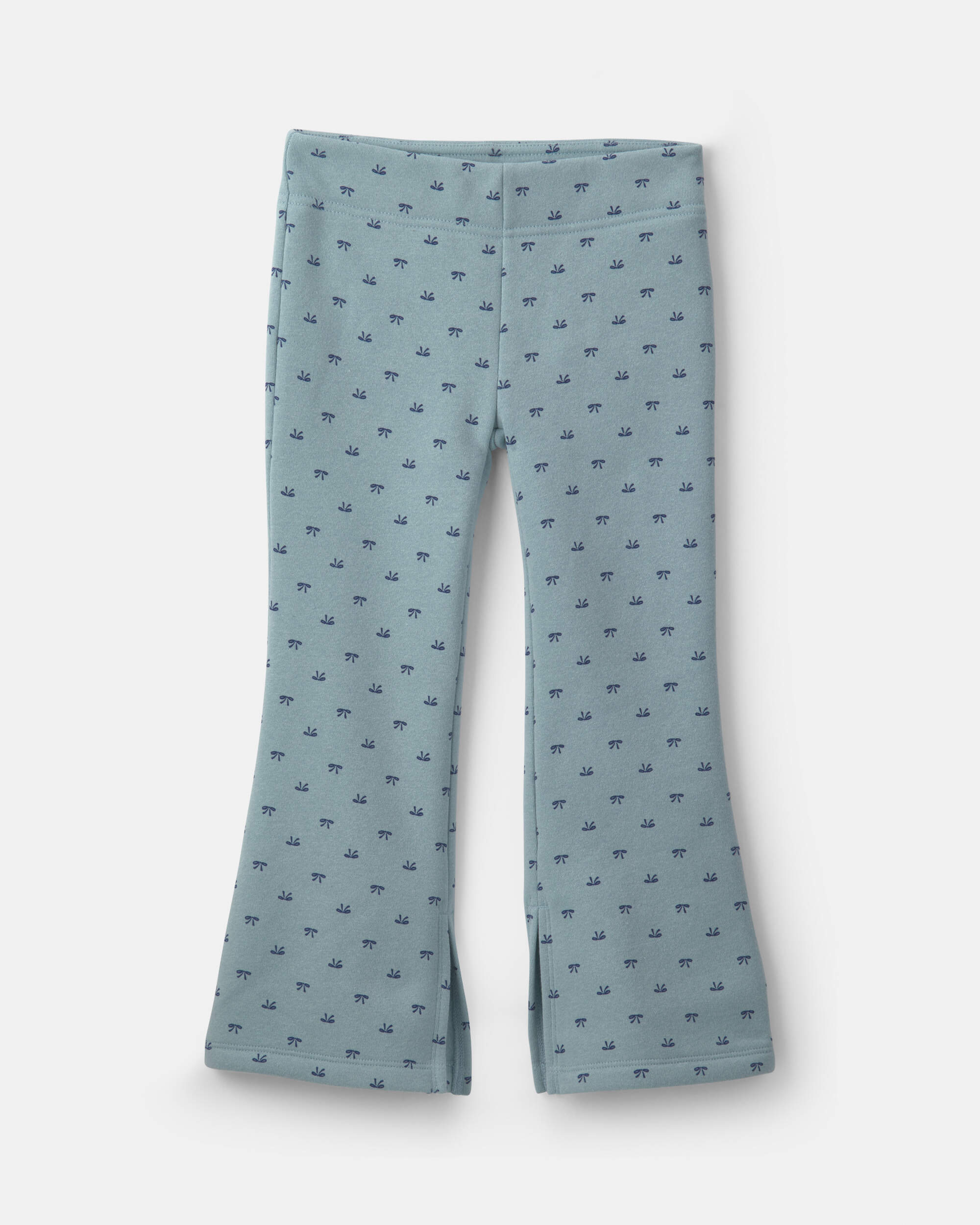 Girls 2-Piece Bow Fleece Pullover & Pant Set – Blue/Grey