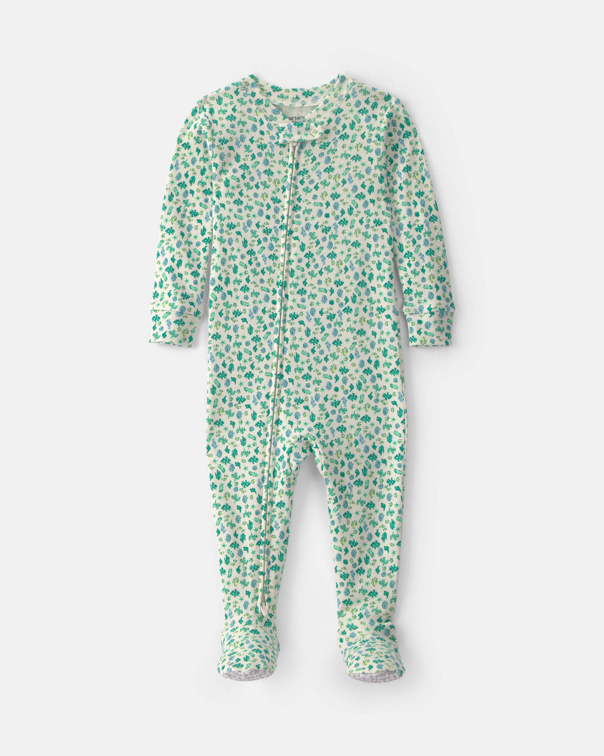 Baby Girl Sea Life 100% Cotton 1-Piece Pyjama - Green