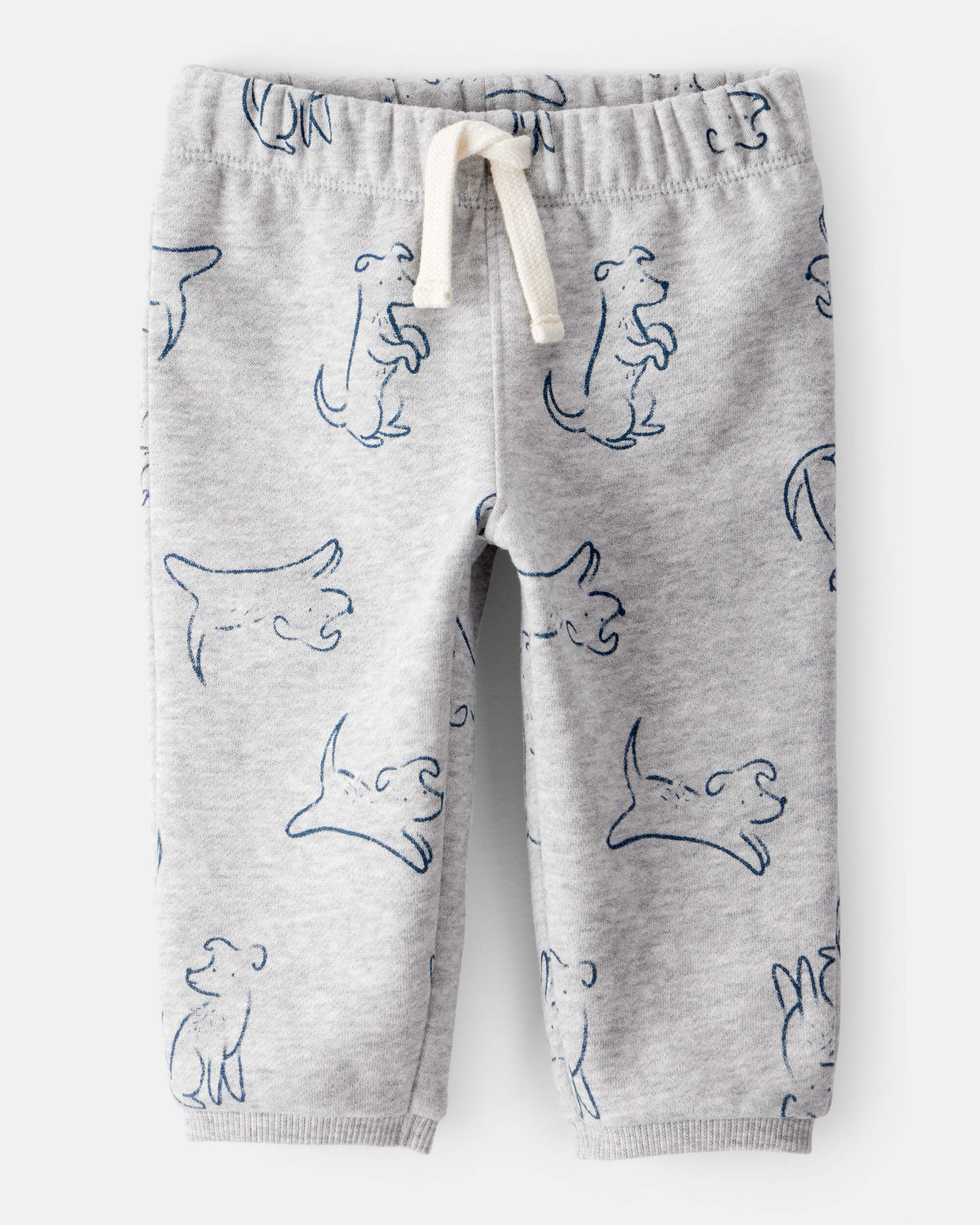 Baby Boy Dog Knit Pull-On Pants - Grey