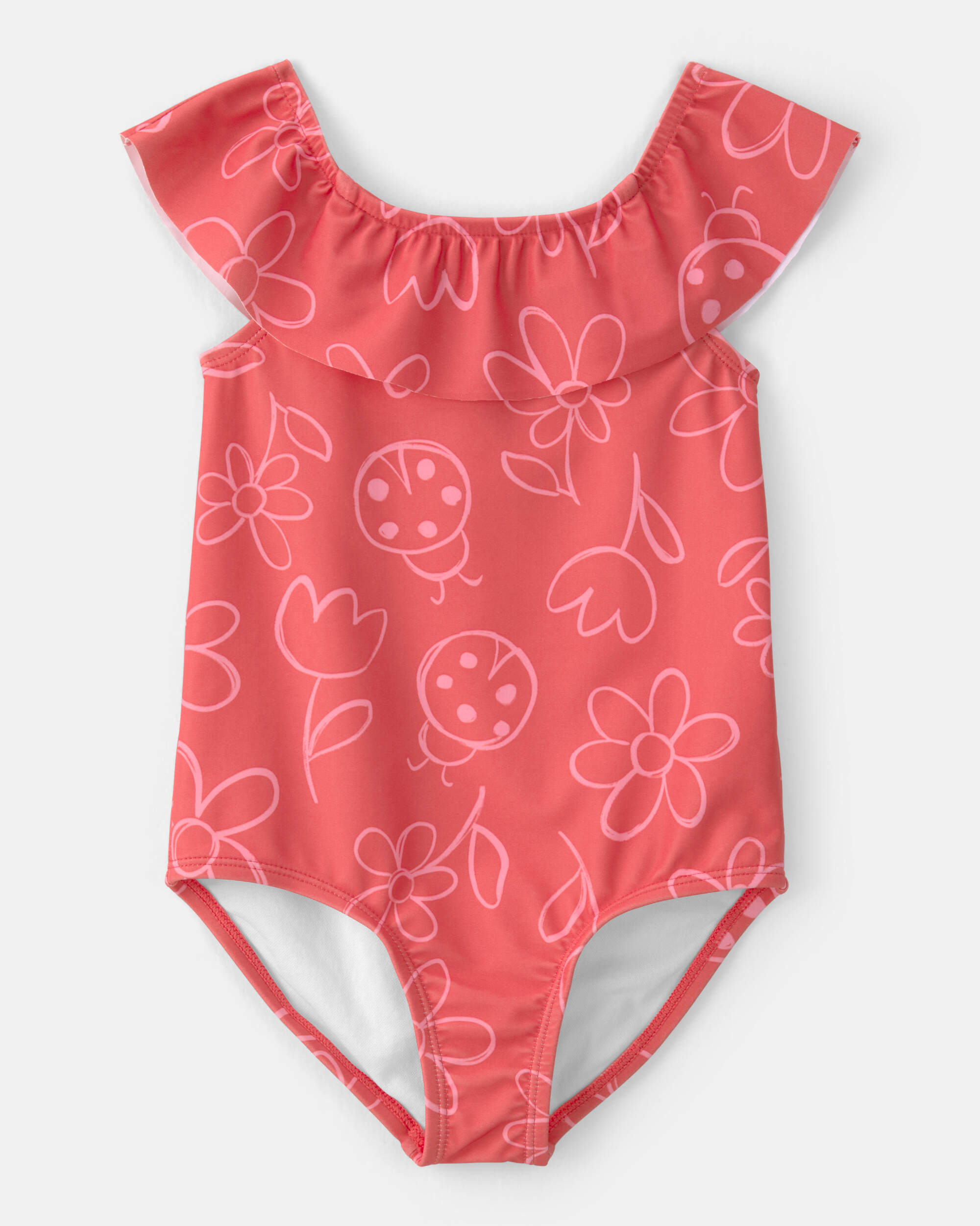 Toddler Girl  Floral 1-Piece Swimsuit - Red