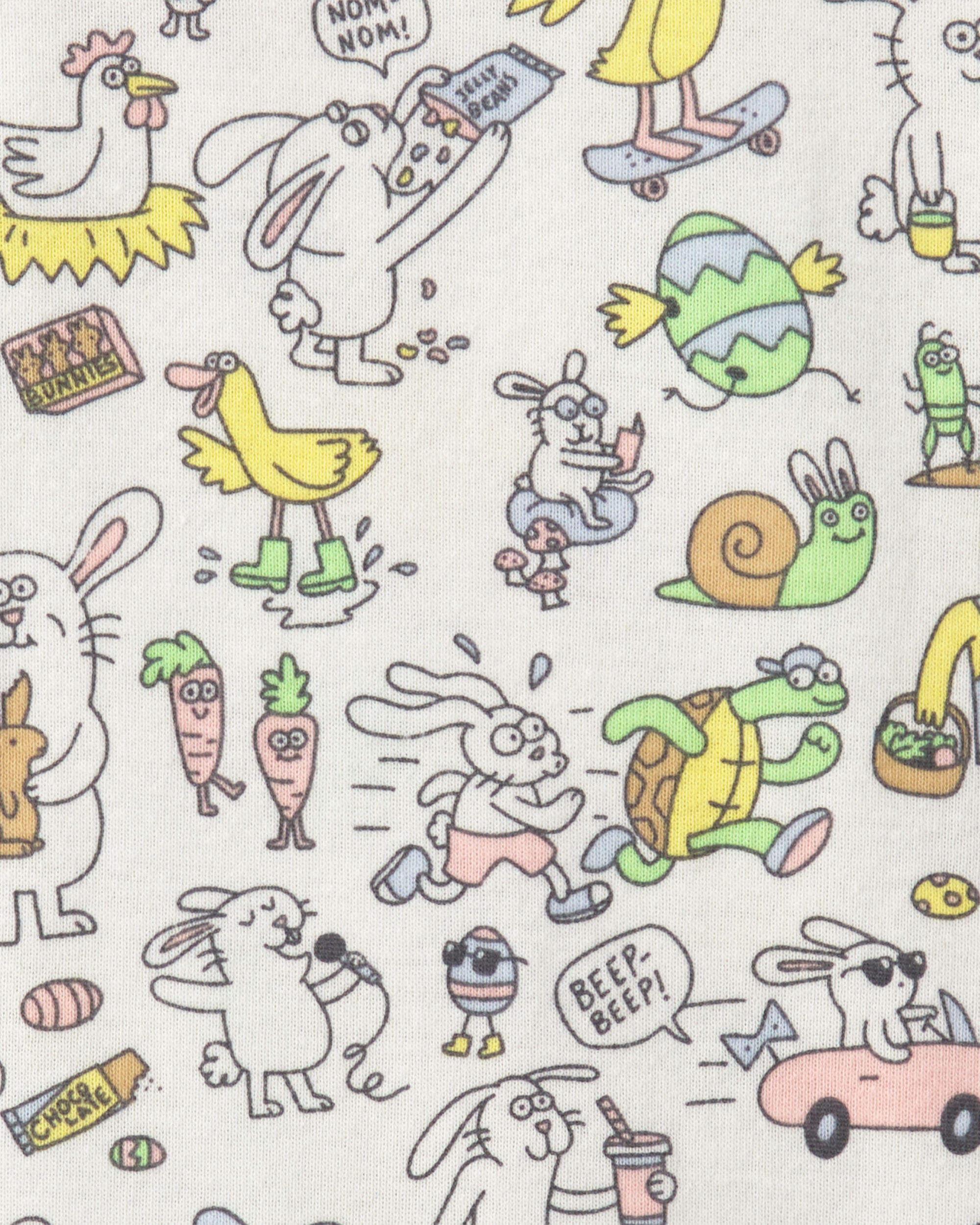 Kid Easter Scavenger Hunt 100% Cotton Snug Fit 2-Piece Pajama Set - Ivory