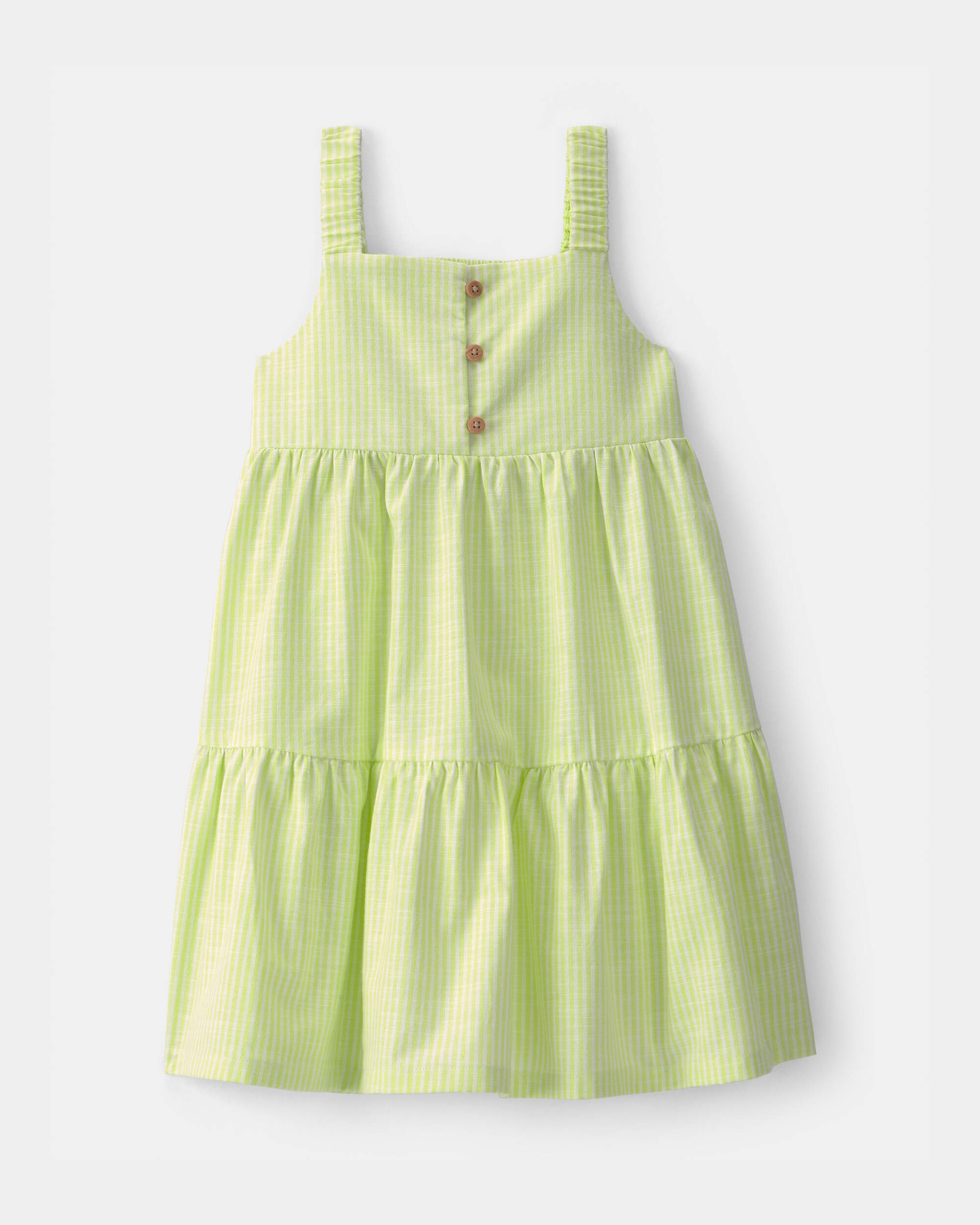 Toddler Girl Striped Tiered Dress - Green