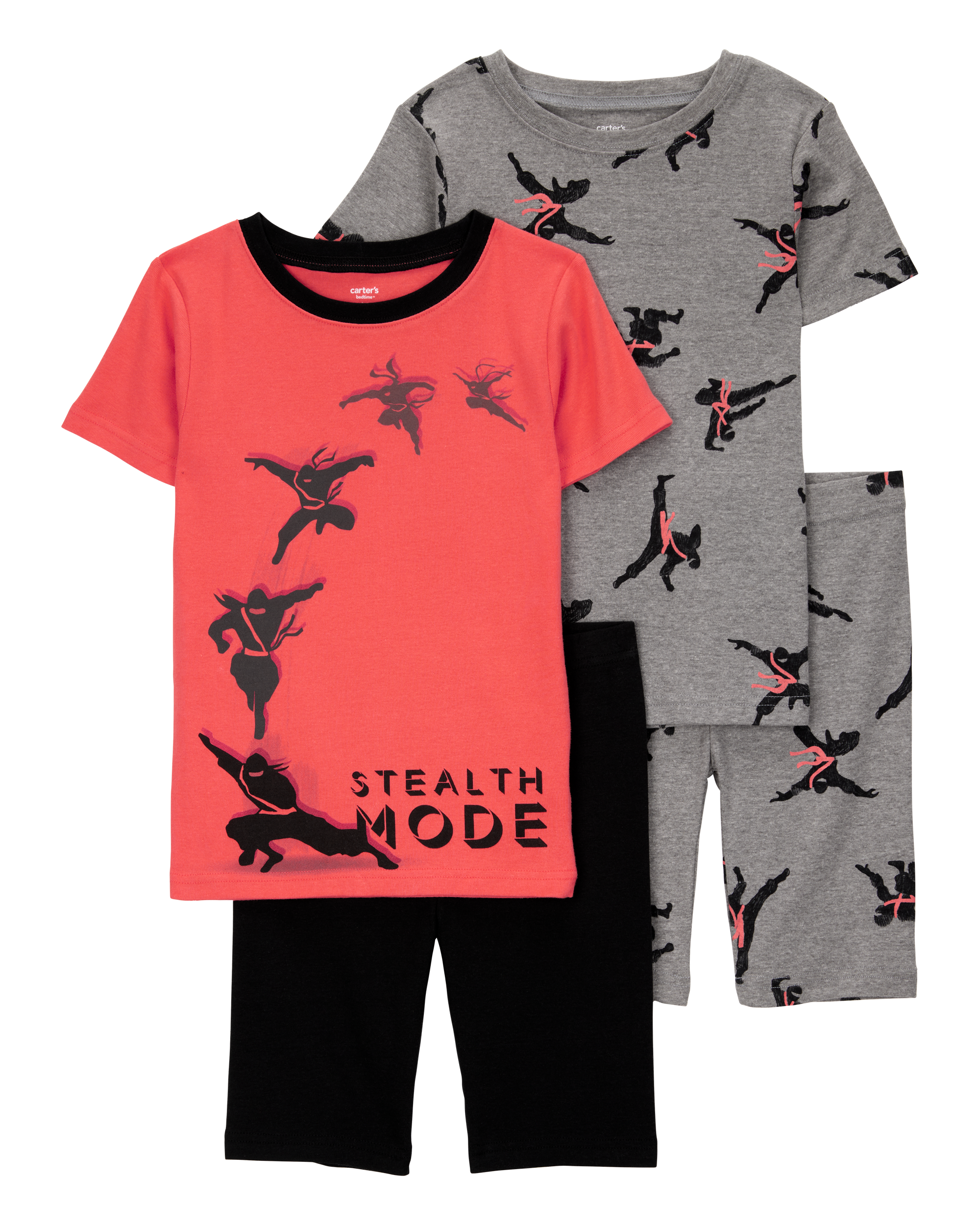 Kid Ninja Print Snug Fit Cotton 4-Piece Pyjamas