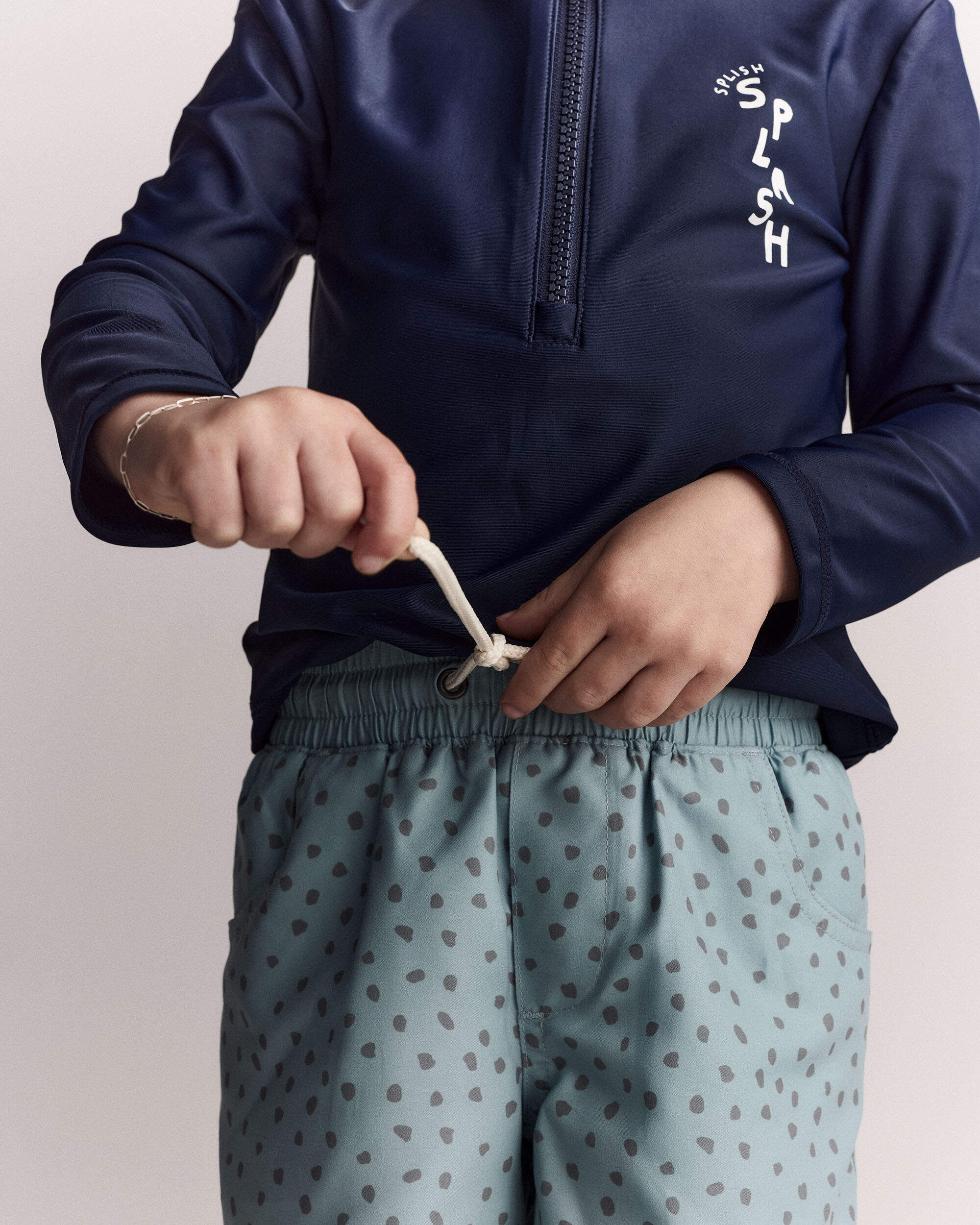 Toddler Boy 'Splish Splash' Half-Zip Long-Sleeve Rashguard - Navy