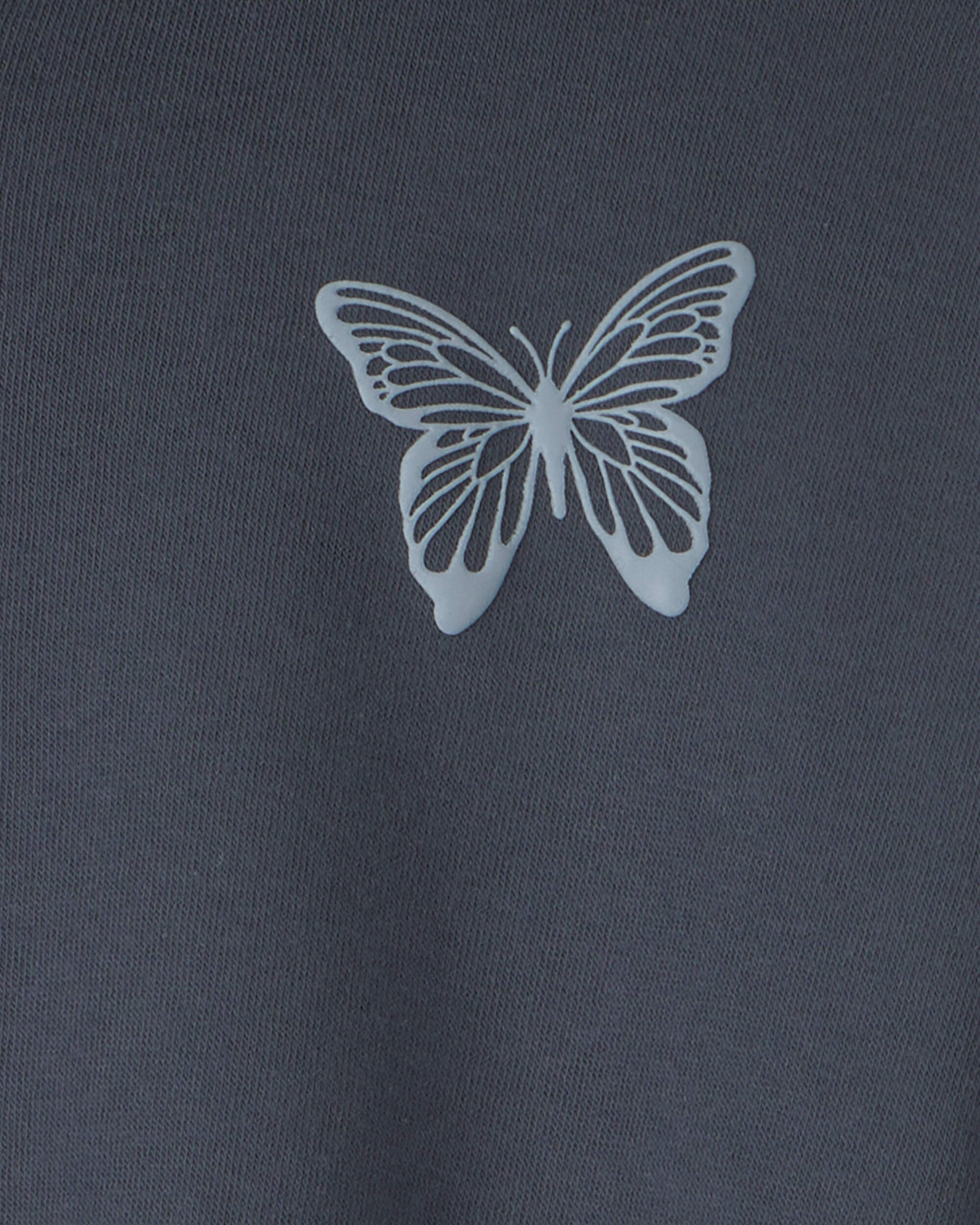 Girls 'Butterfly' Fleece Zip-Up Hoodie - Navy Blue