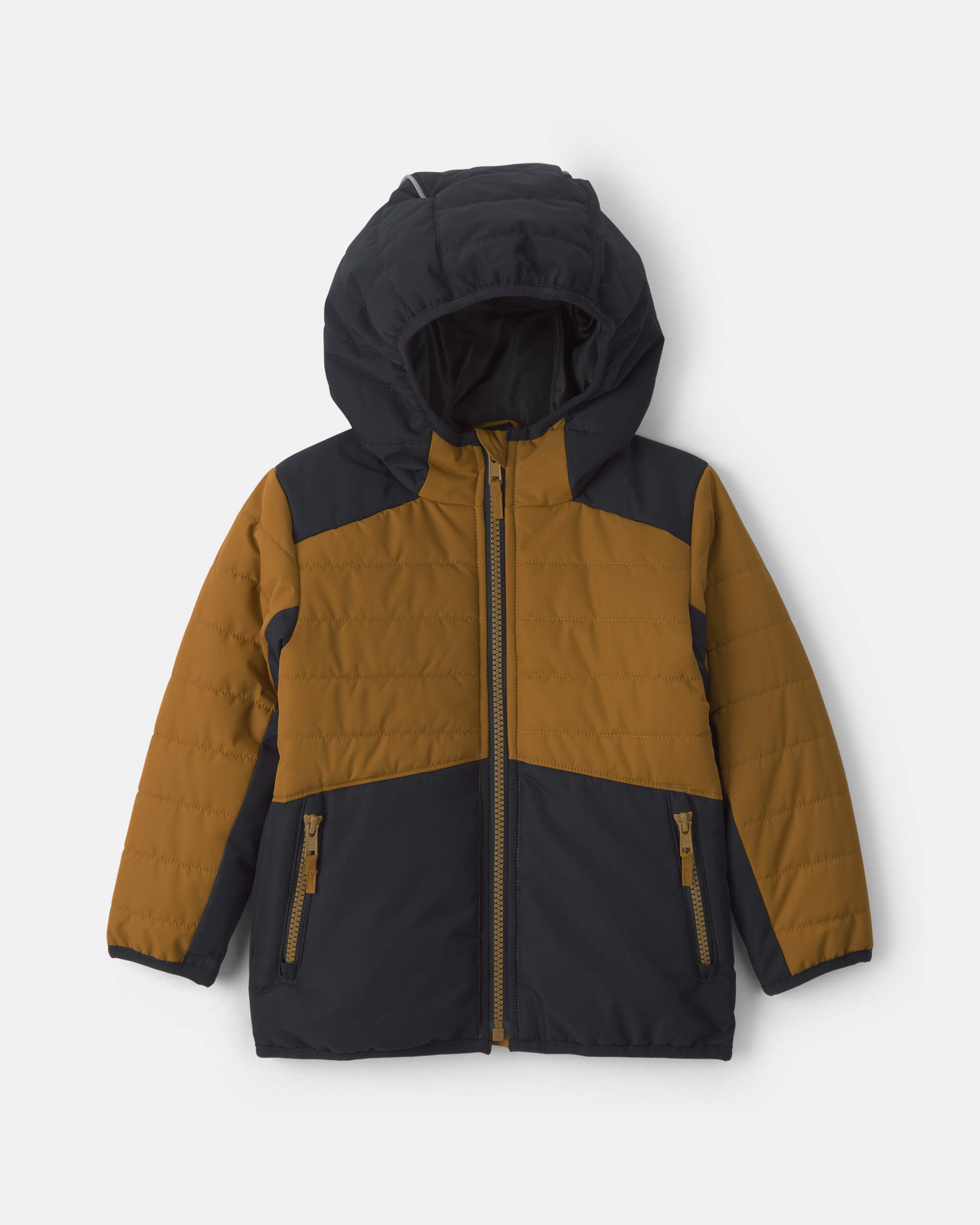 Baby Boy Quilted Mid Weight Jacket- Brown | Carter's Oshkosh Canada
