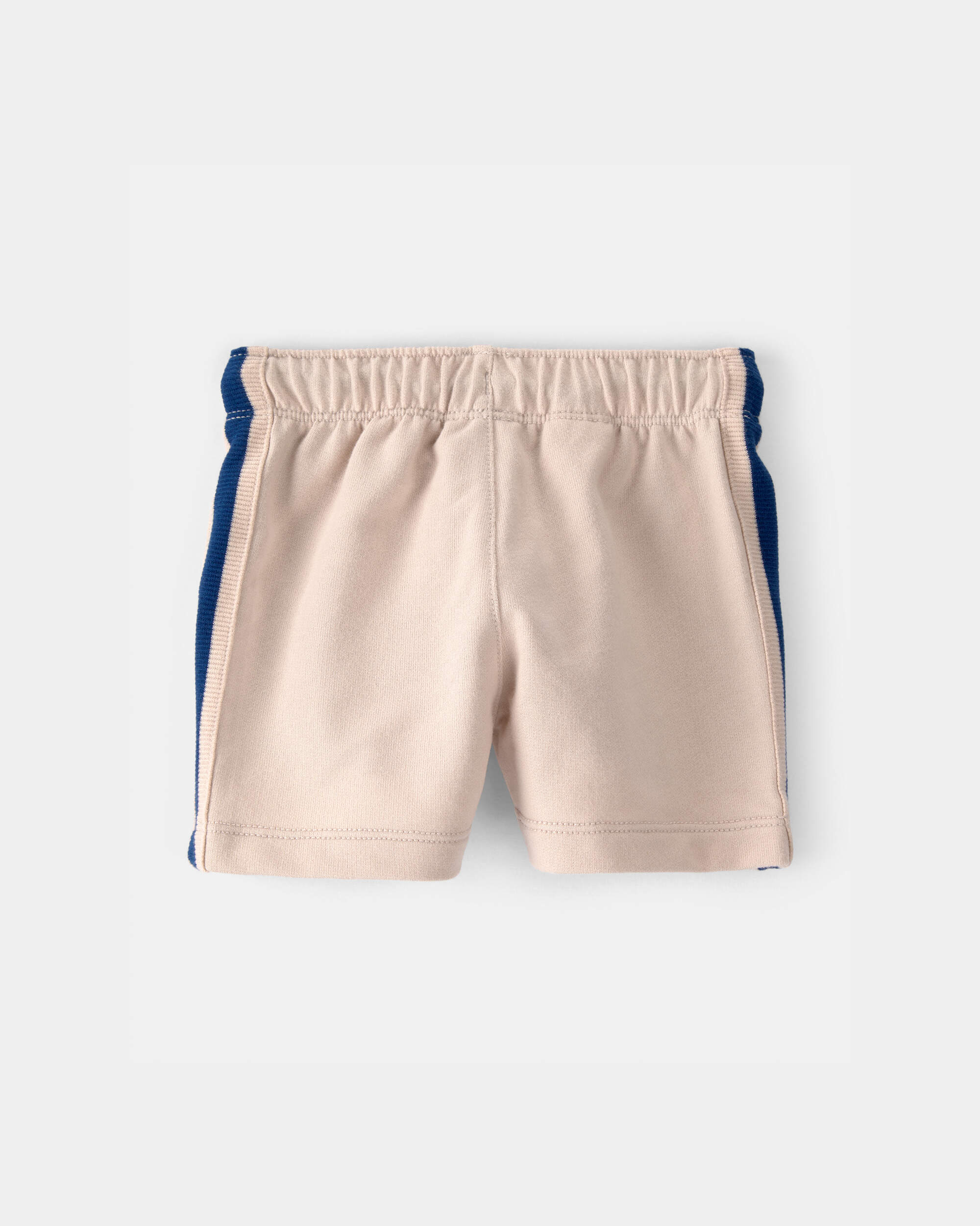 Baby Boy Striped French Terry Shorts - Khaki/Blue