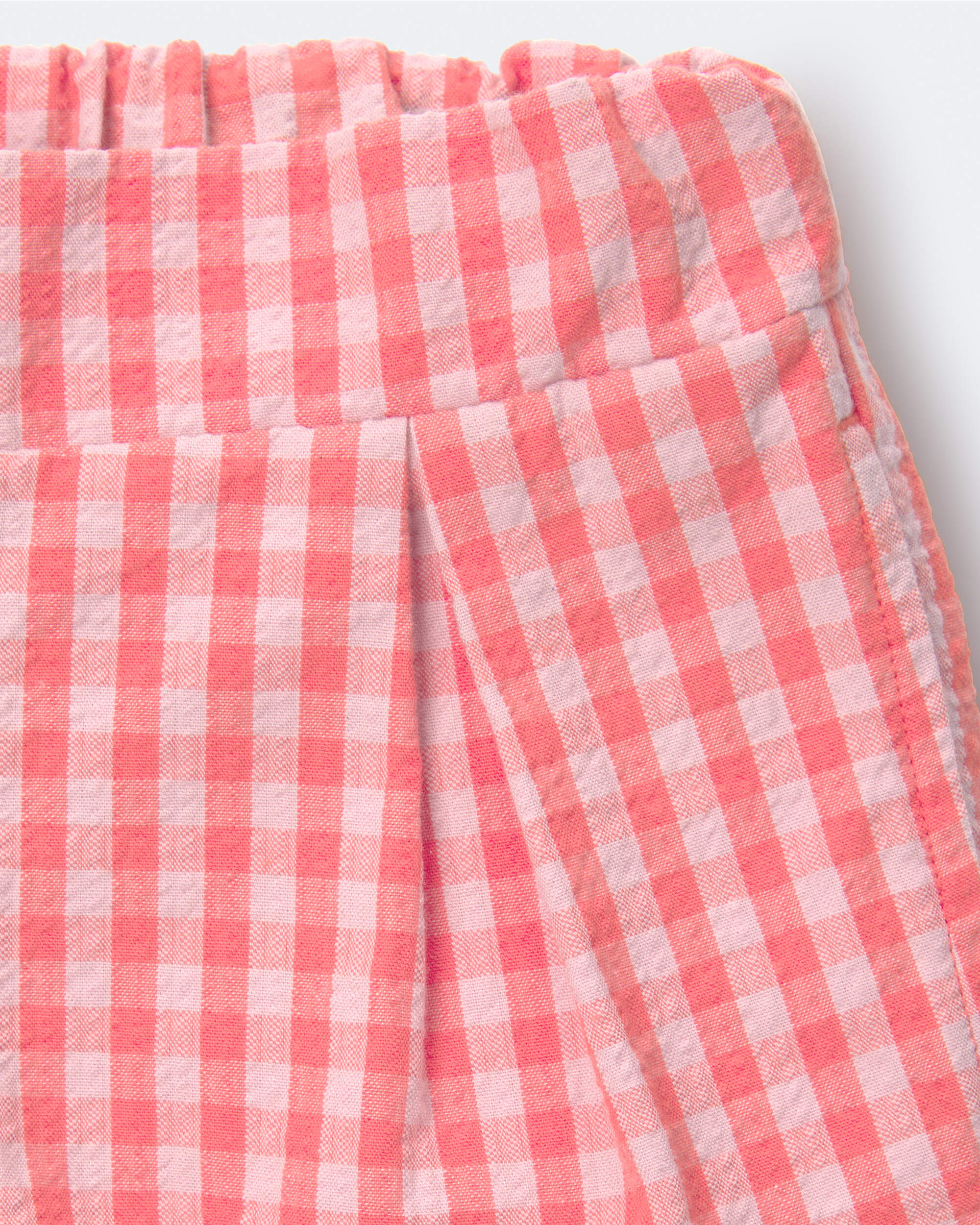 Toddler Girl Gingham Scalloped Short - Orange