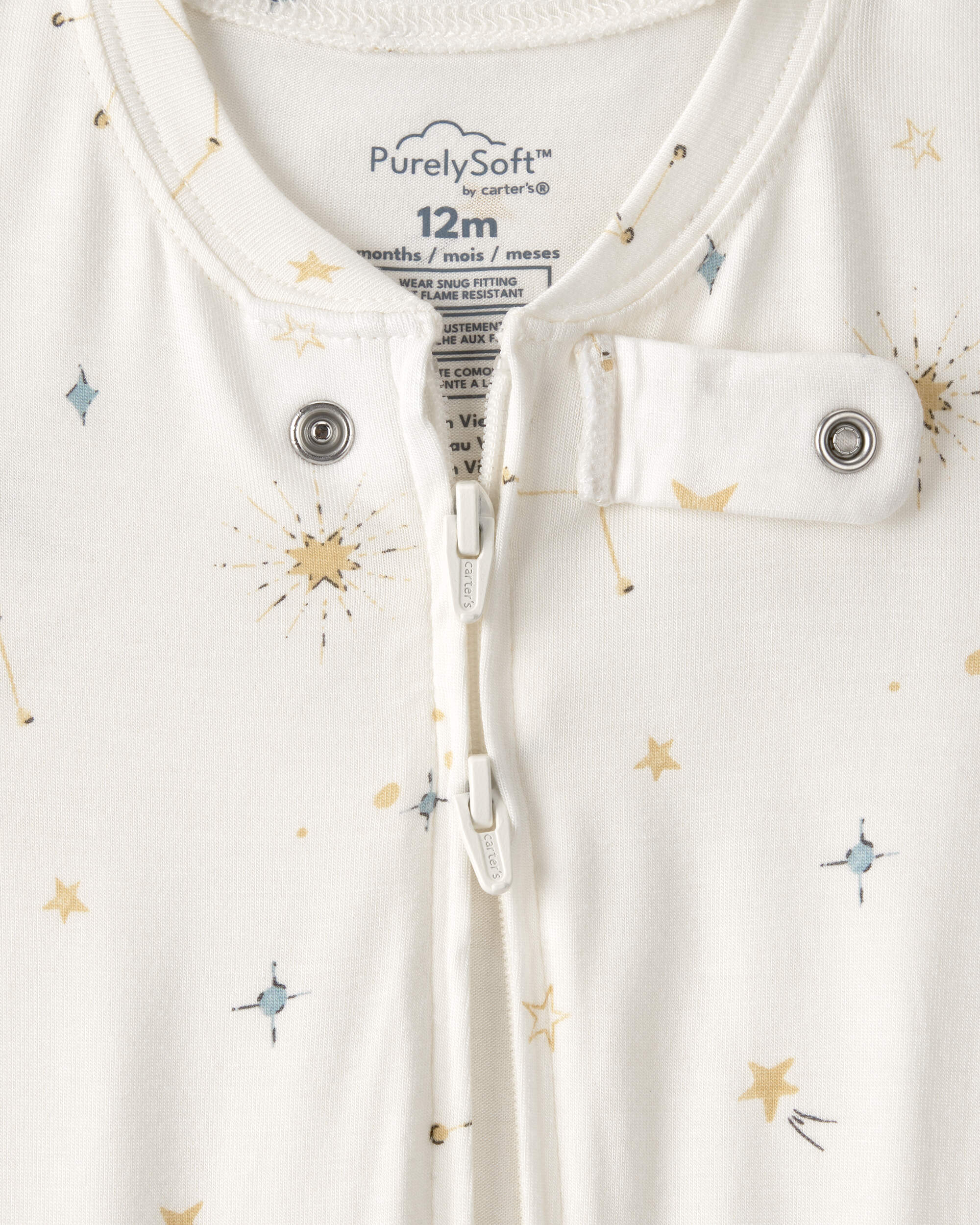 Baby Constellation PurelySoft 2-Way Zip 1-Piece Pajama - Cream