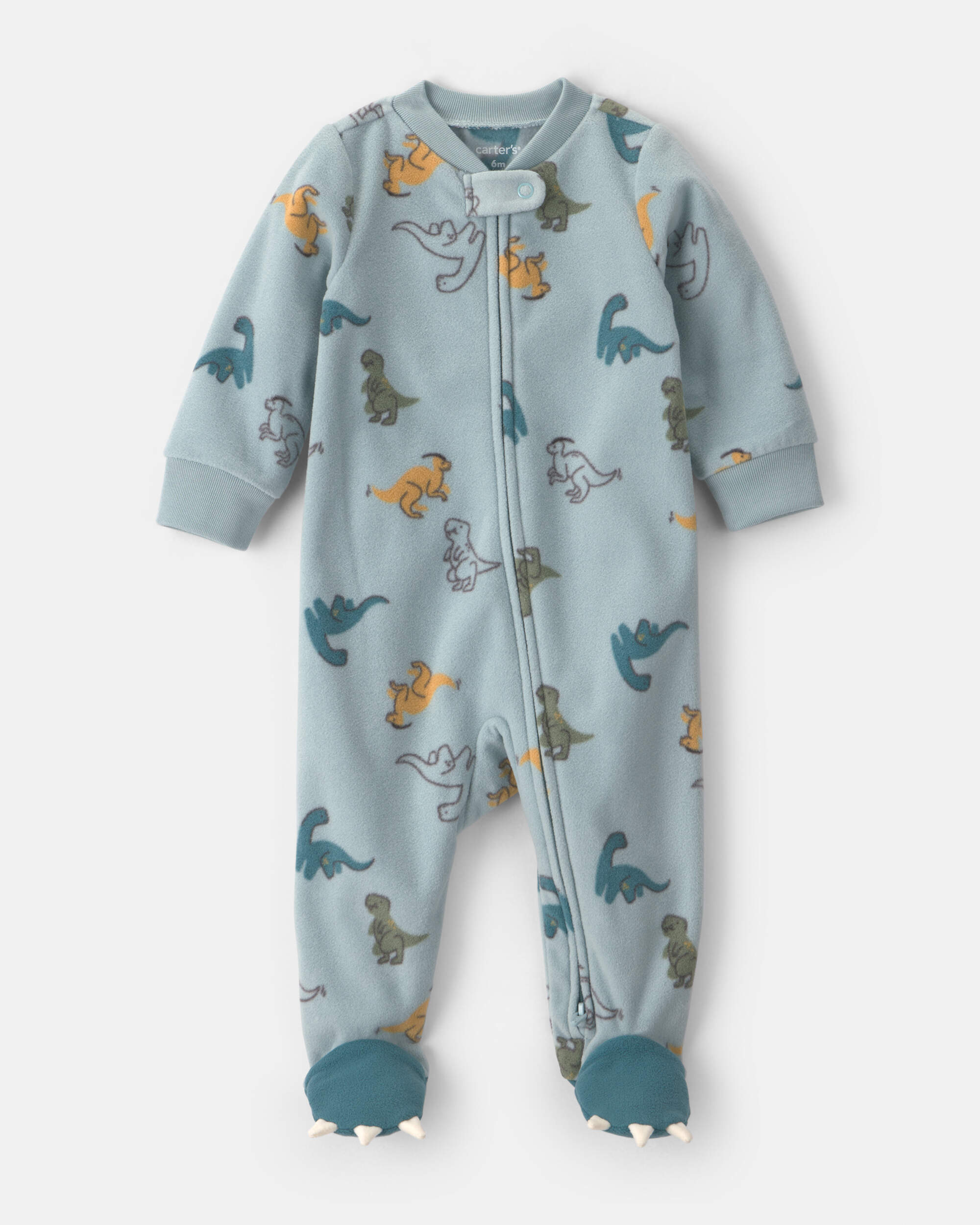 Baby Boy Fleece Dinosaur 2-Way Zip Sleeper - Blue