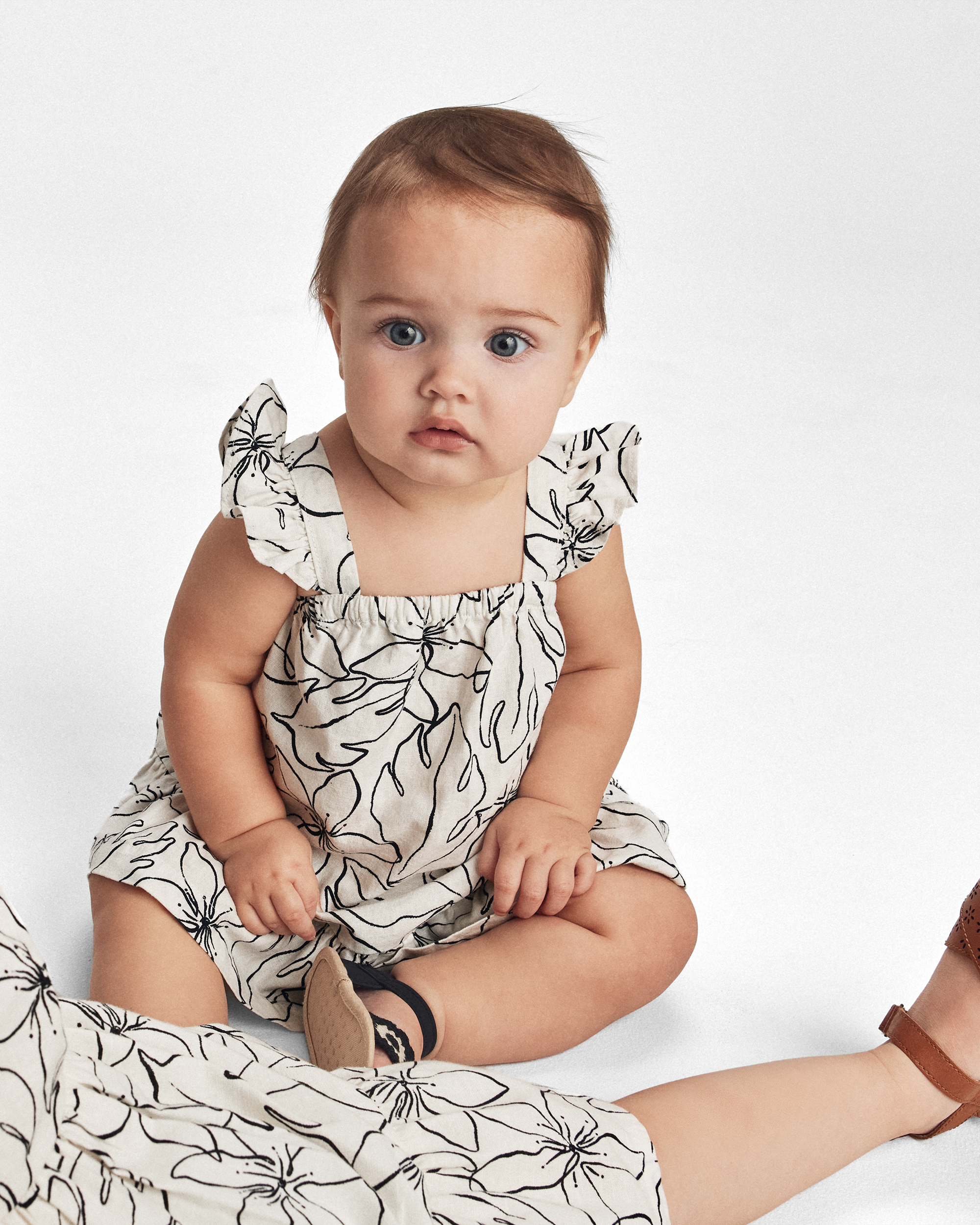 Baby Girl Floral Dress - Black/Ivory