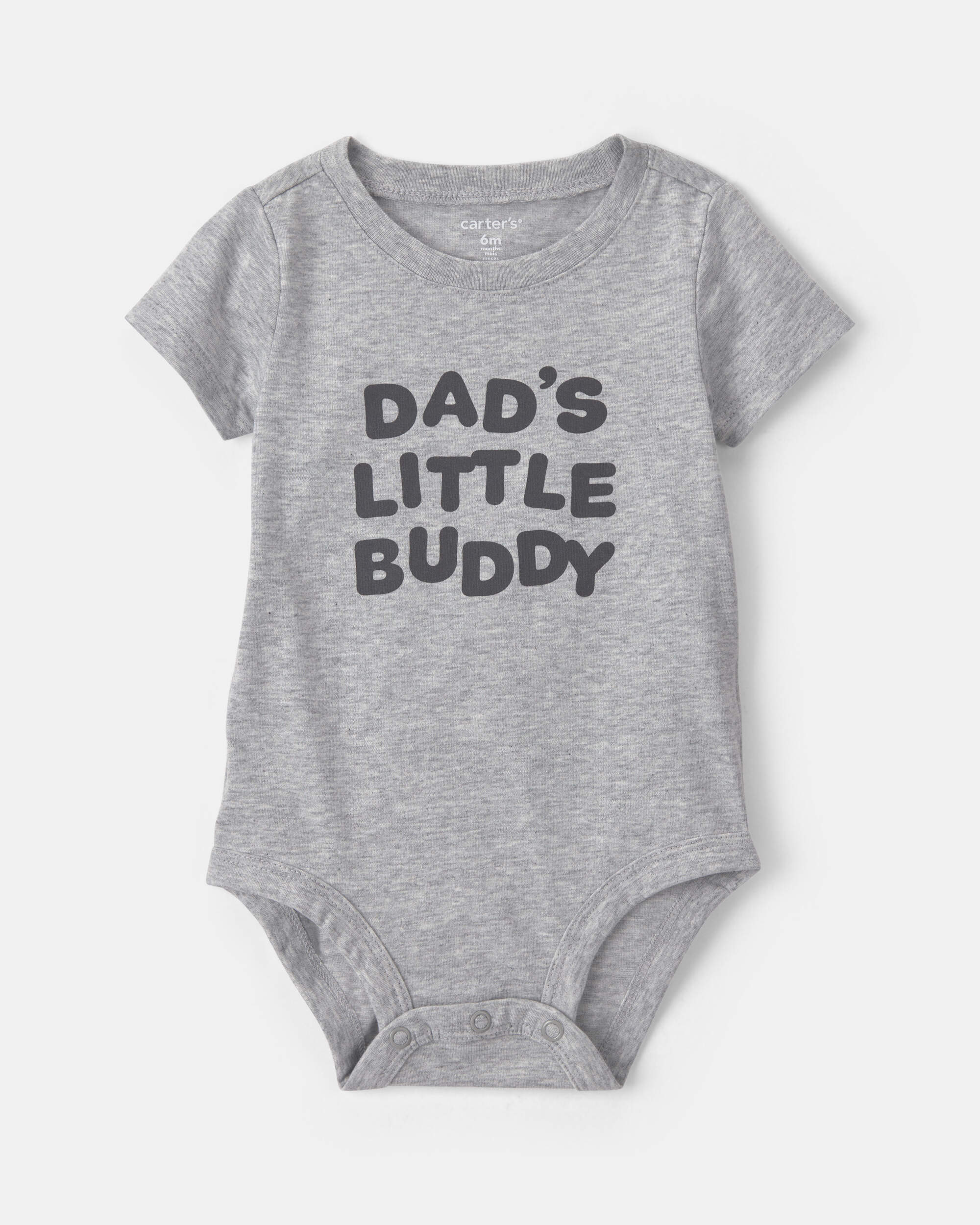 Baby Boy 'Dad's Little Buddy' Short-Sleeve Graphic Bodysuit - Grey