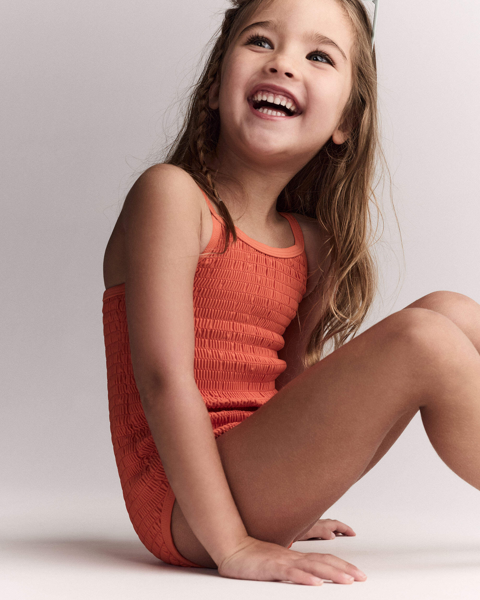 Toddler Girl Maillot une pièce à smocks - Orange