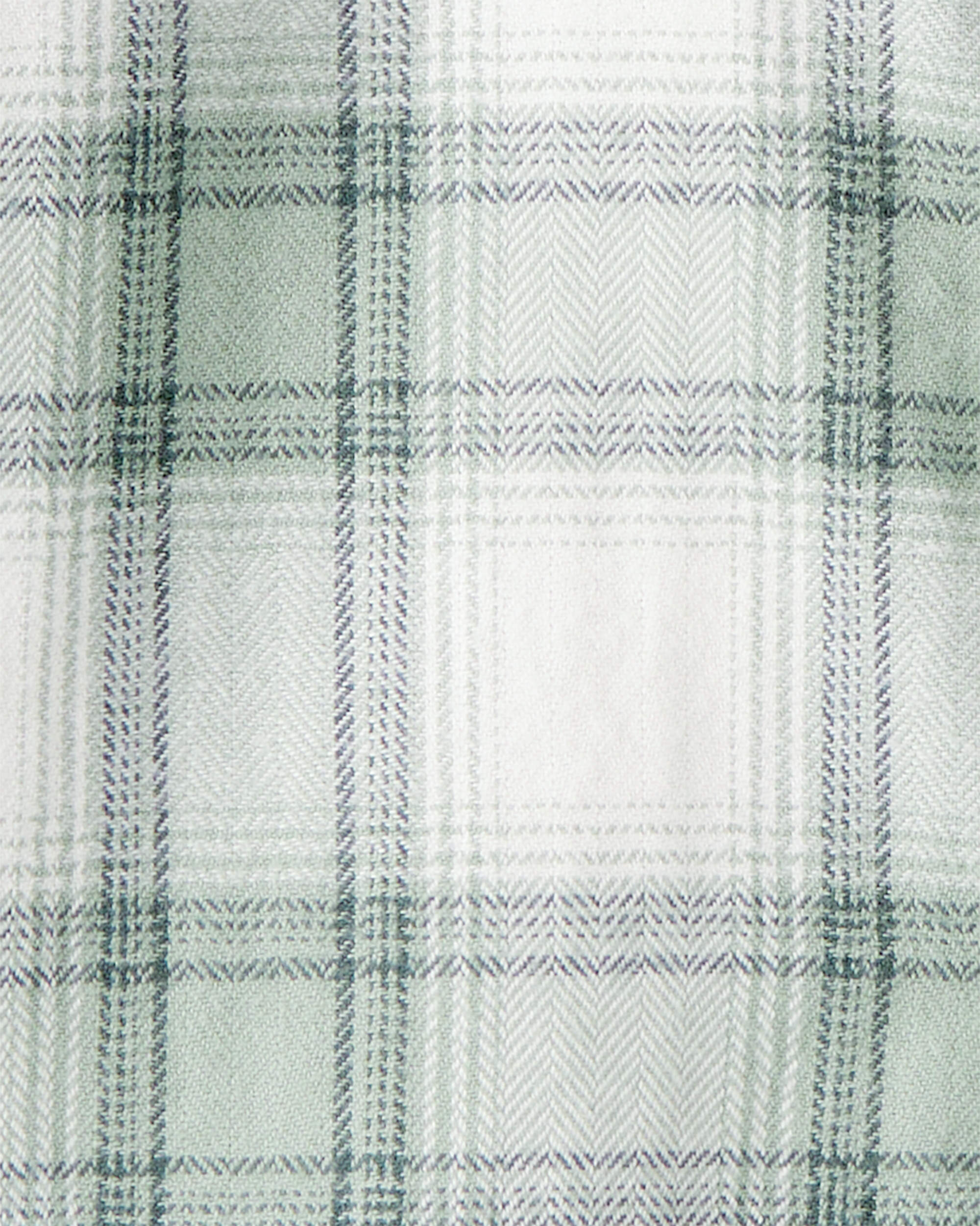 Toddler Organic Cotton Herringbone Button-Front Shirt Plaid