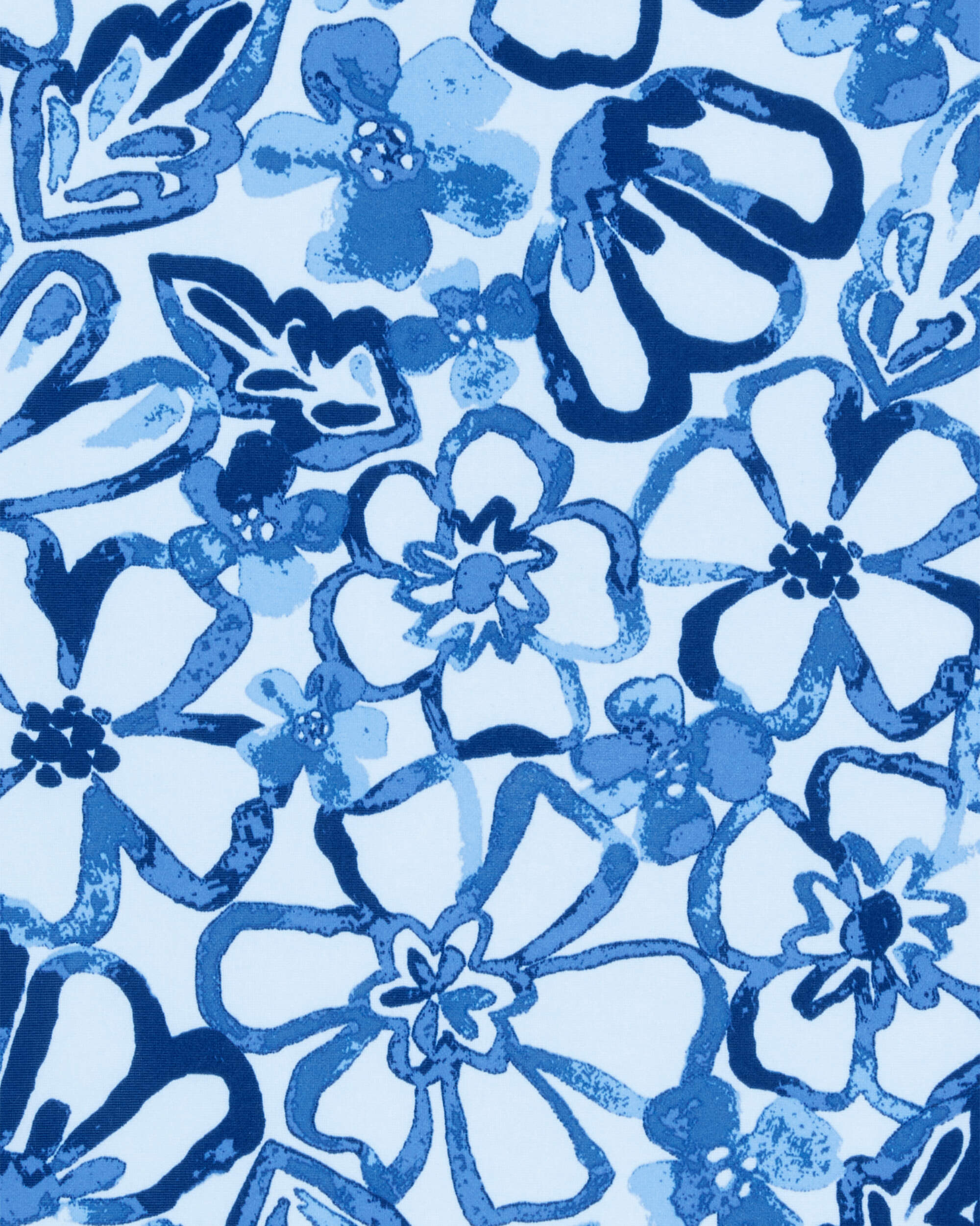 Kid 1- Piece Floral Long-Sleeve Rashguard Swimsuit - Blue