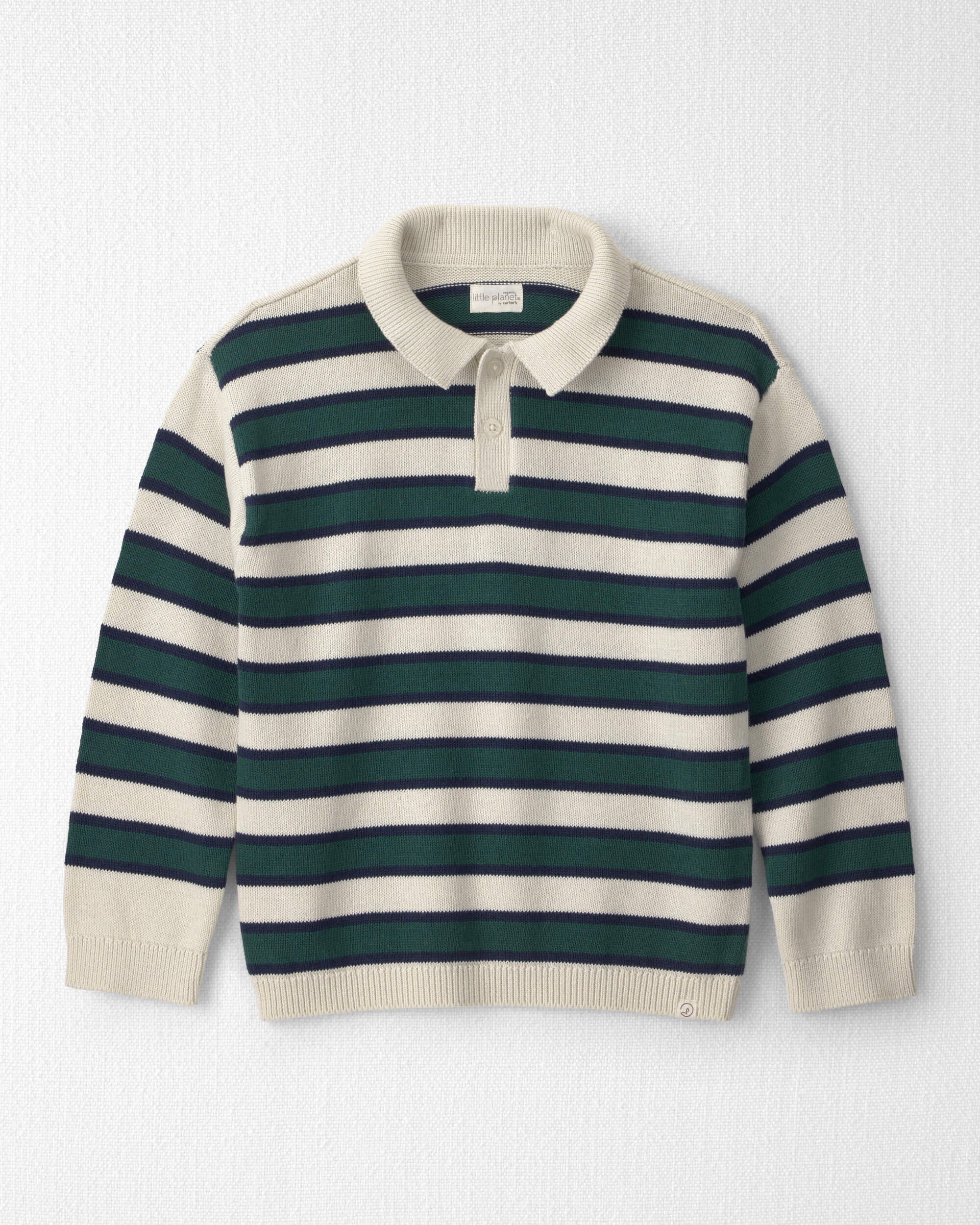 Boys Organic Cotton Sweater Knit Polo Stripes