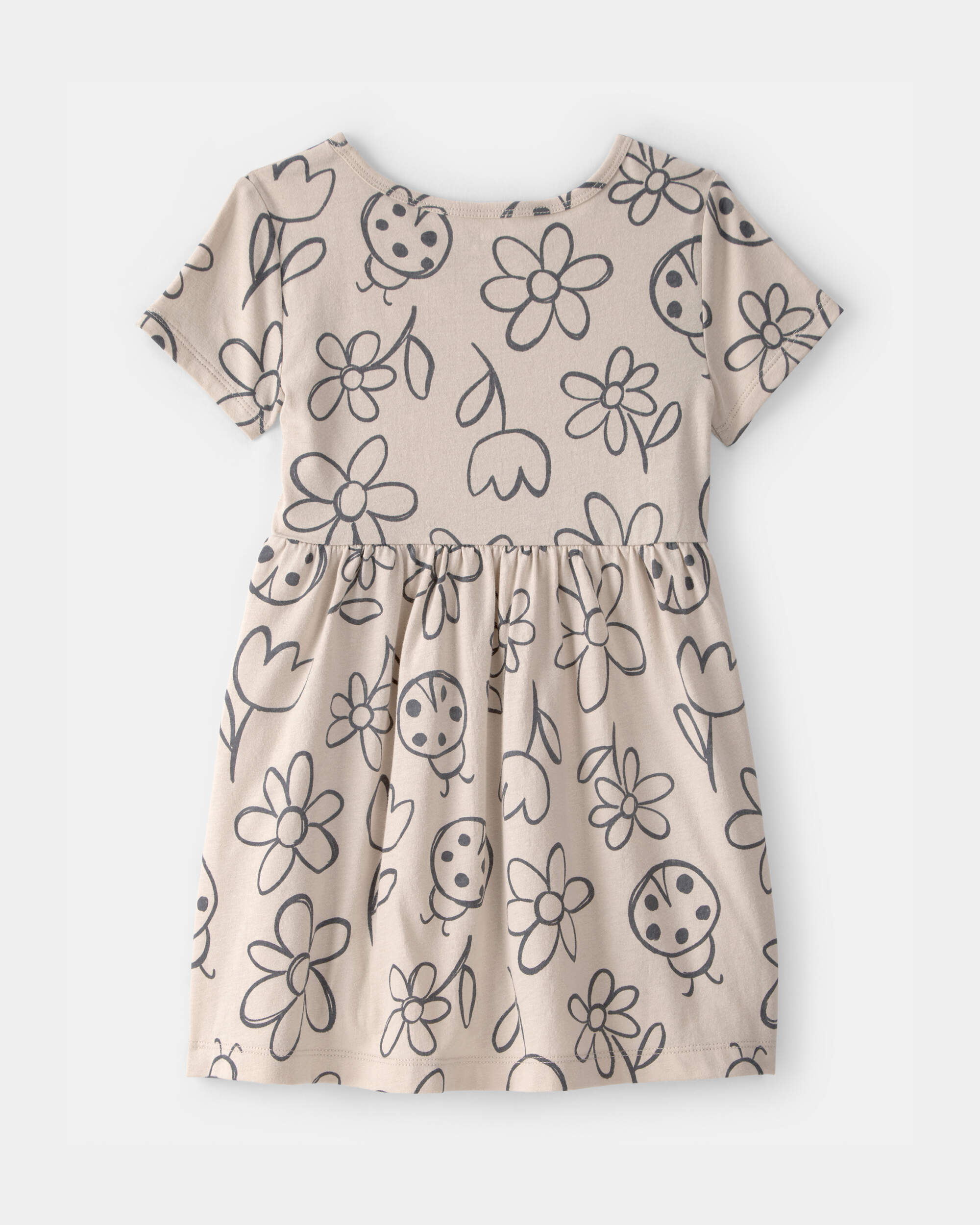 Toddler Girl Floral Ladybug Short-Sleeve Dress - Brown