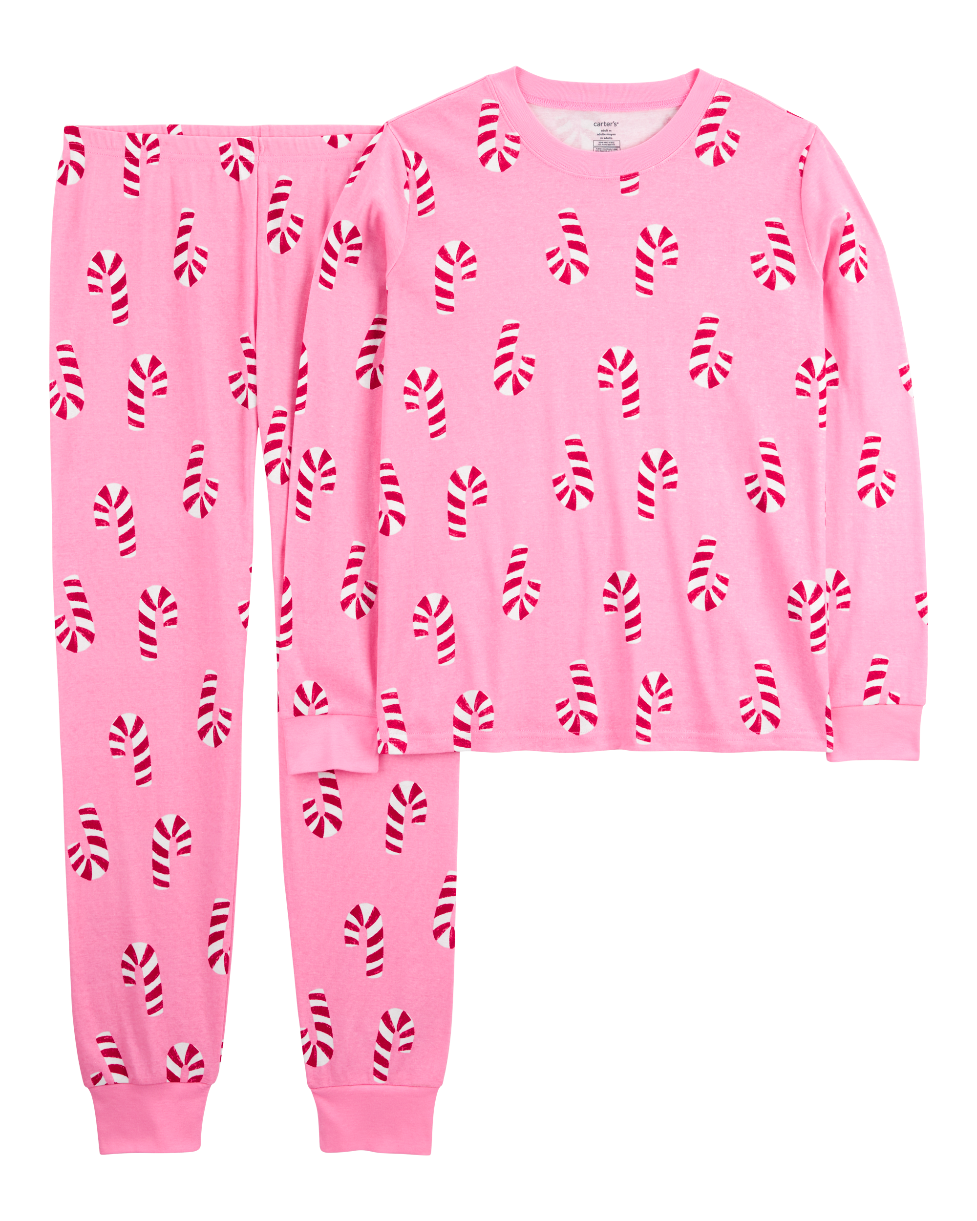 Pink Adult 2 Piece Christmas Candy Cane 100 Snug Fit Cotton Pyjamas Carter s Oshkosh Canada