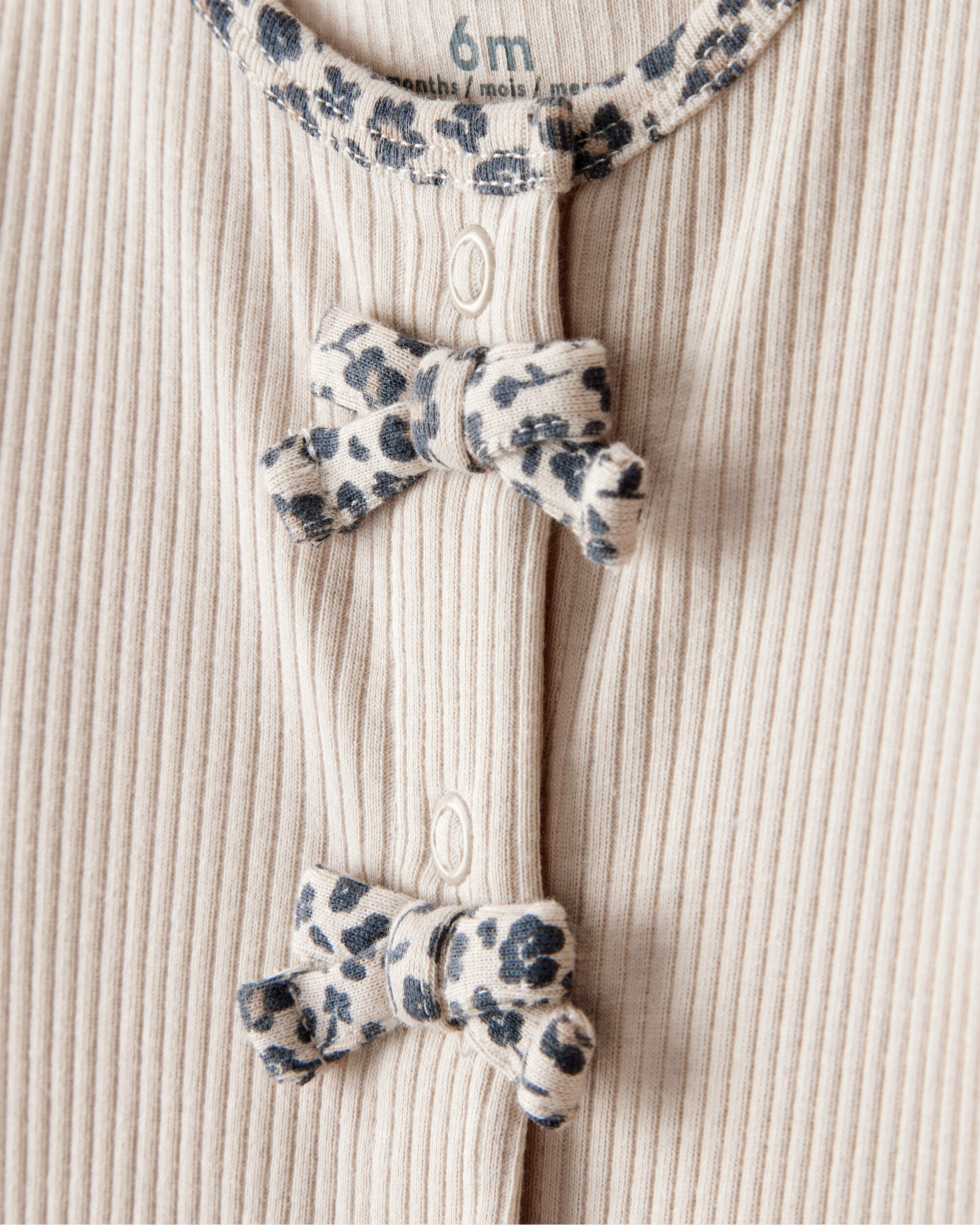 Baby Girl Bow Cotton Long-Sleeve Snug Fit Sleeper - Brown