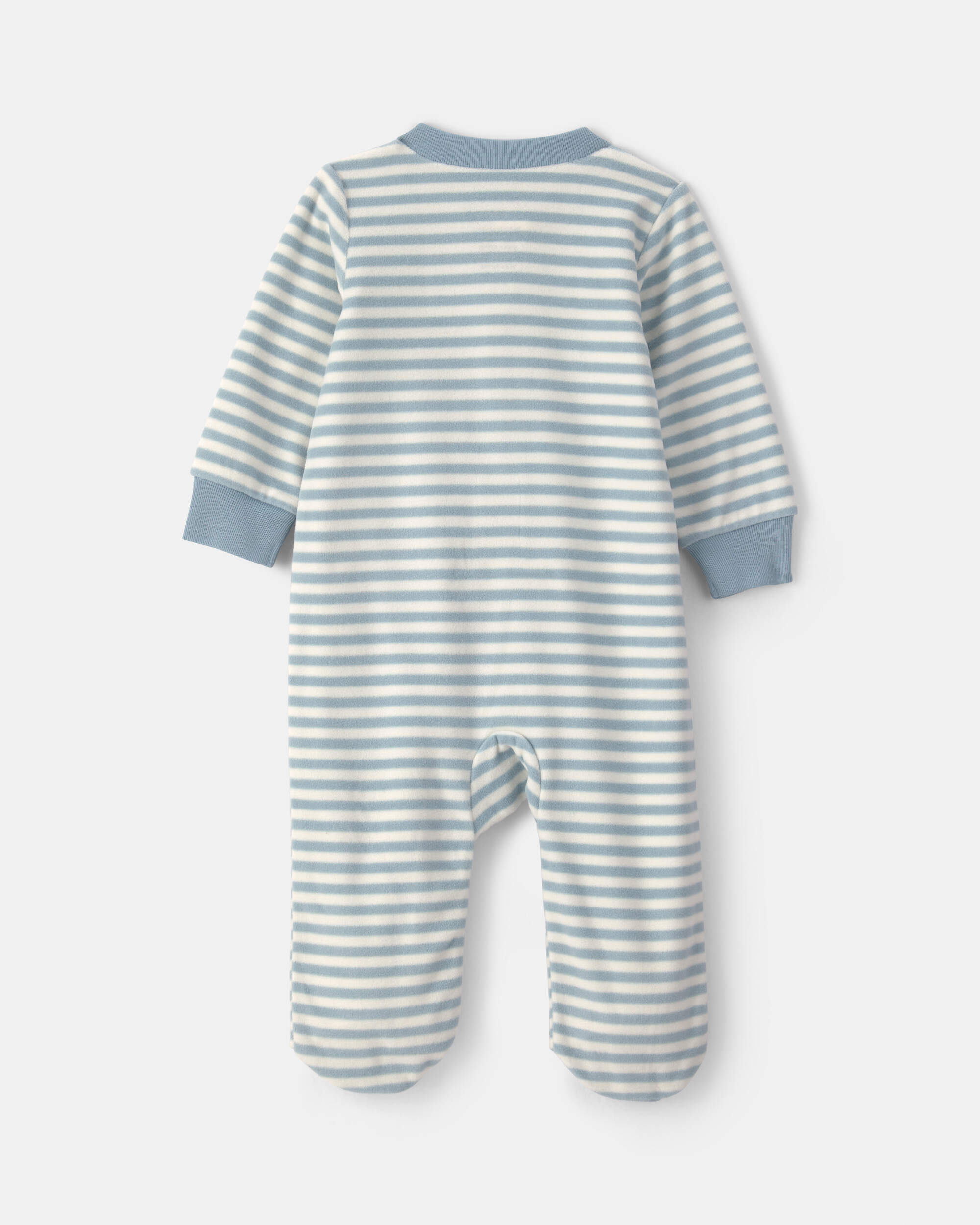Baby Milk & Cookies Striped Fleece 2-Way Zip Sleepers - Blue