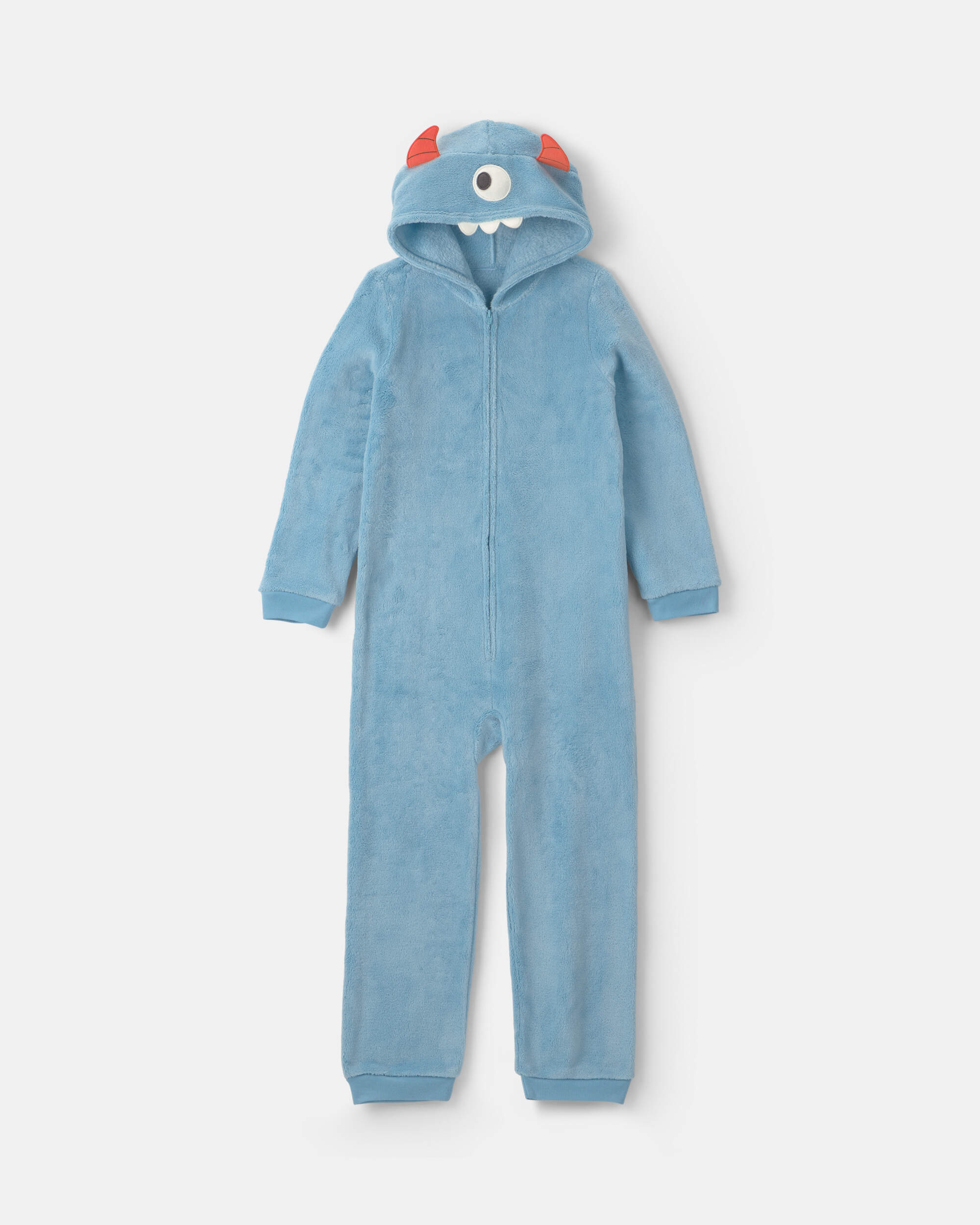 Boys 1-Piece Monster Halloween Fleece Pyjama Costume - Blue