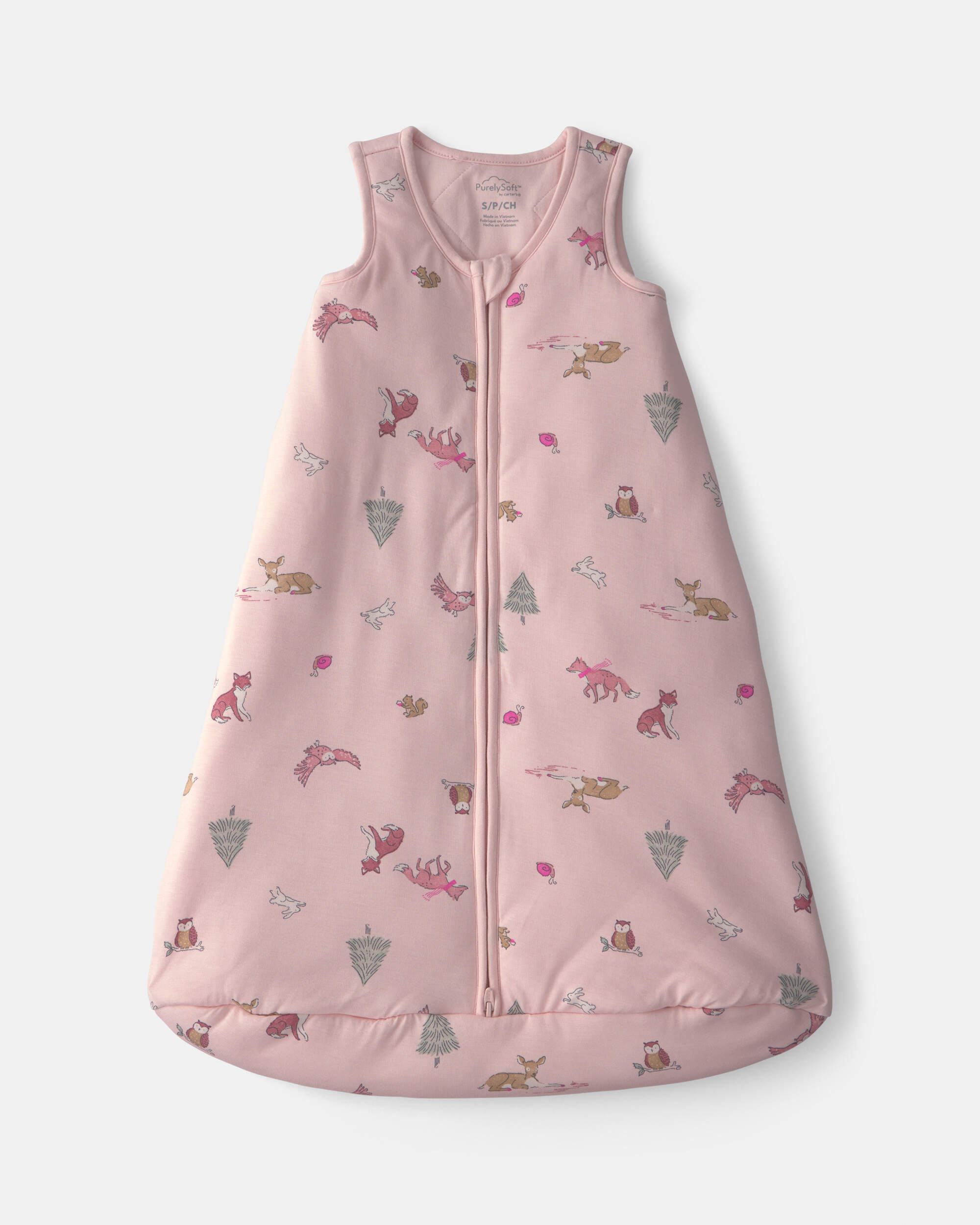 Baby Girl Woodland 2-Way Zip PurelySoft™ Wearable Blanket - Pink