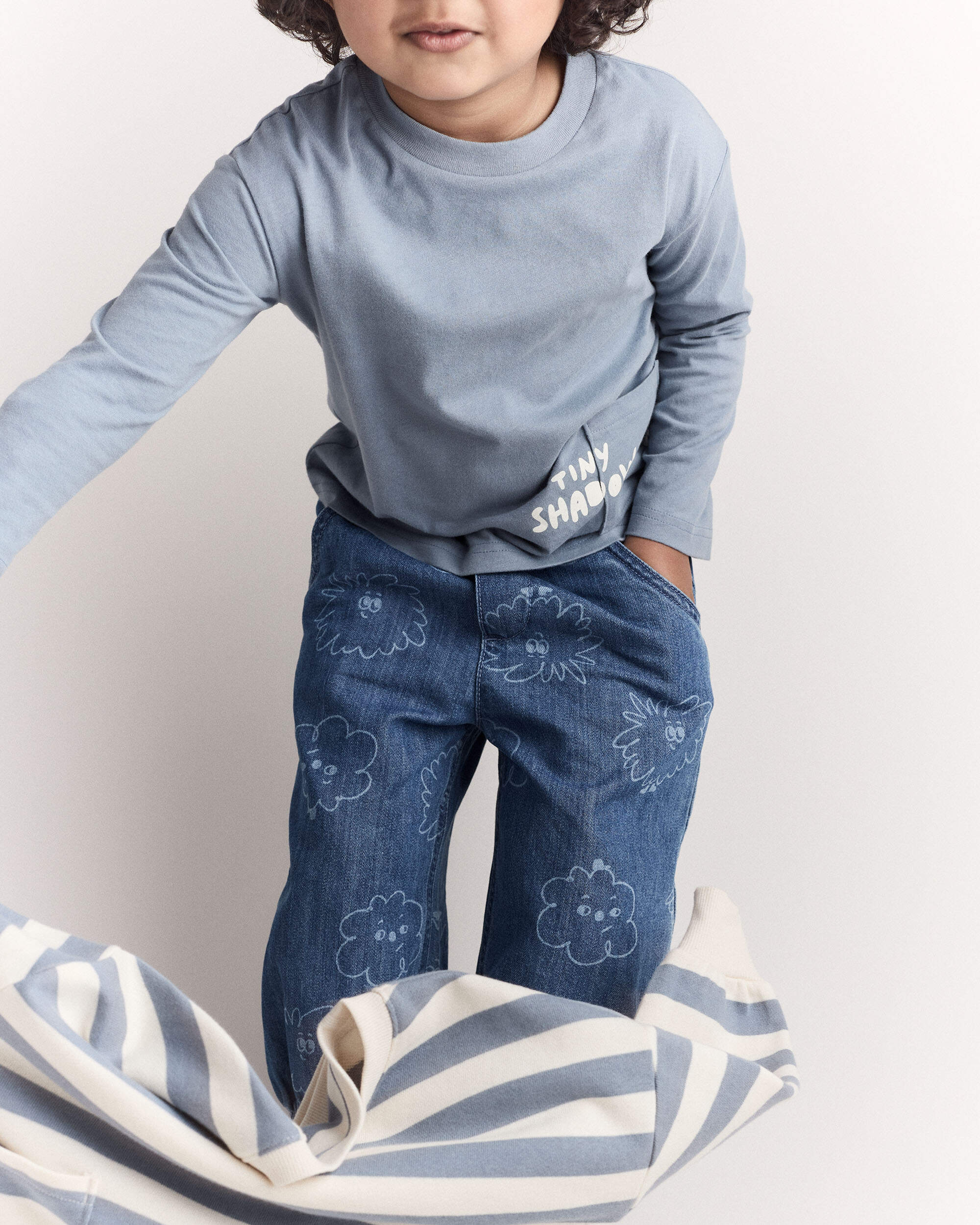 Toddler Tiny Shadow Long-Sleeve Pocket Graphic Tee - Blue