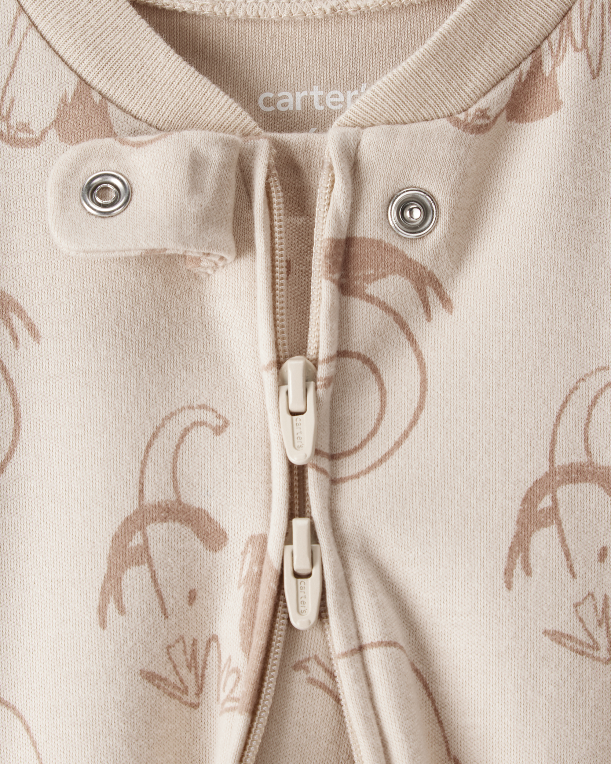 Baby Boy Mammoth Print 100% Cotton Long-Sleeve Snug Fit Sleeper - Beige