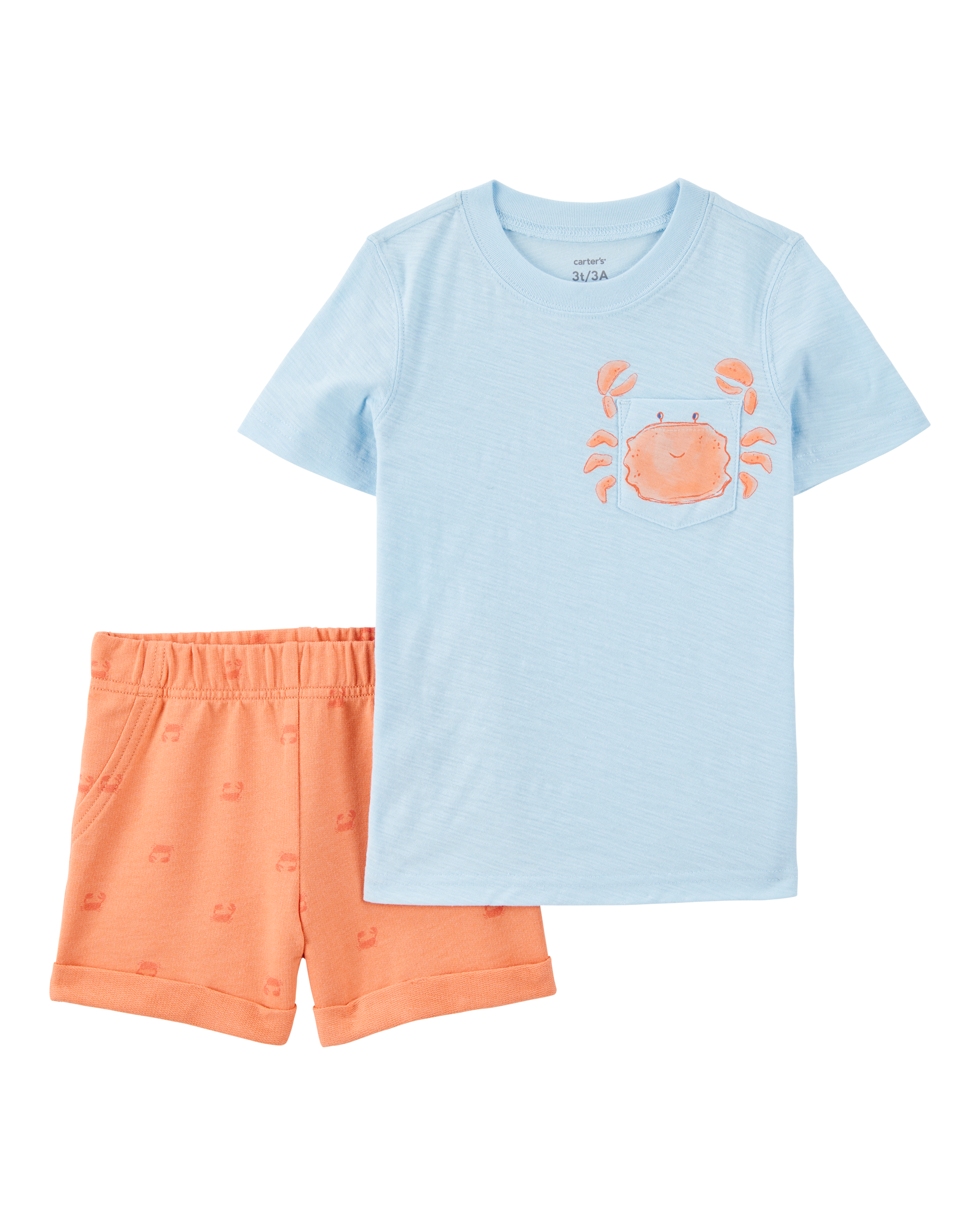 Toddler 2-Piece  Crab Short Set - Blue/Orange