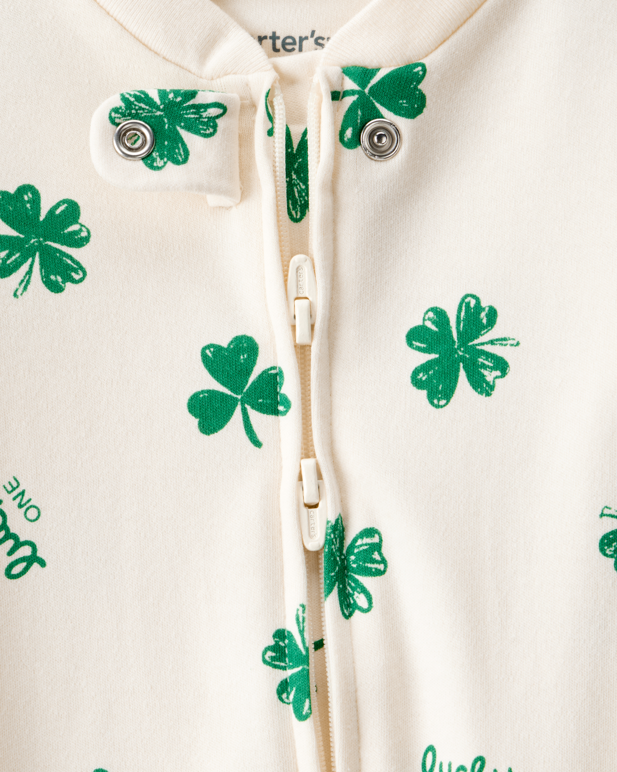Baby St. Patrick's Day 100% Cotton Snug Fit 2-Way Zip Sleeper - Ivory