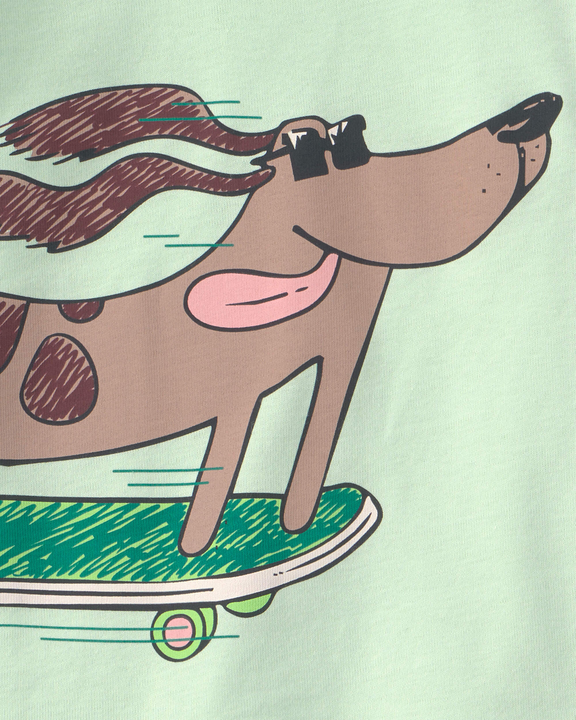 Baby Boy Skateboard Dog Cotton Short-Sleeve Snug Fit 4-Piece pyjama Set - Green