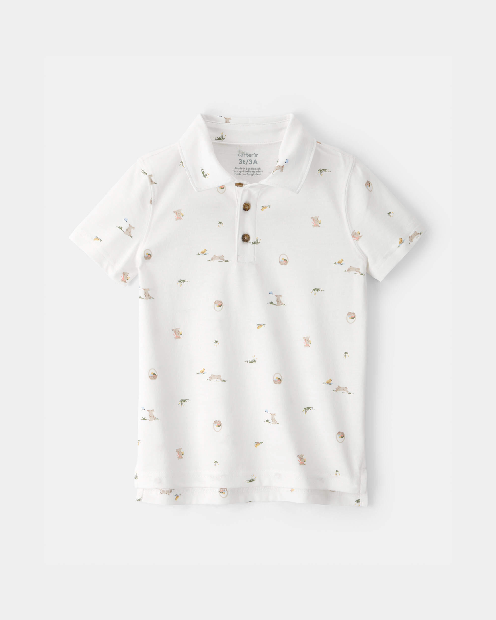 Toddler Boy Easter Bunny Polo Shirt - White