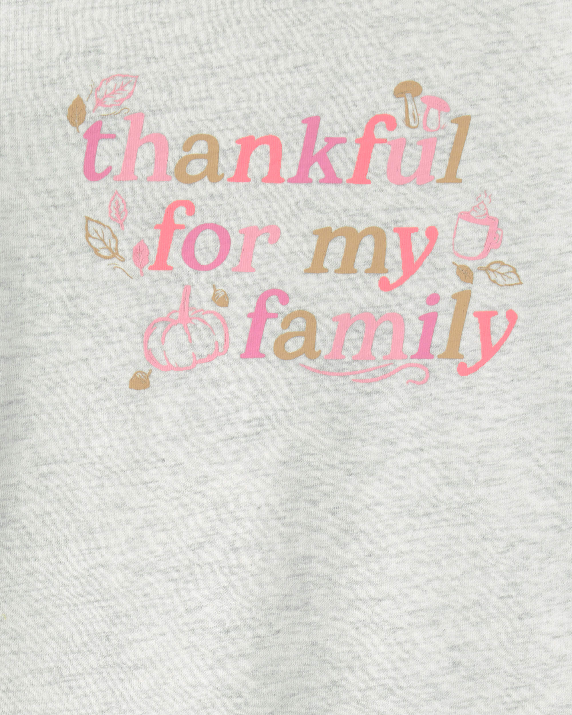 Toddler Girl 'Thankful For My Family' Long-Sleeve Graphic Tee - Grey