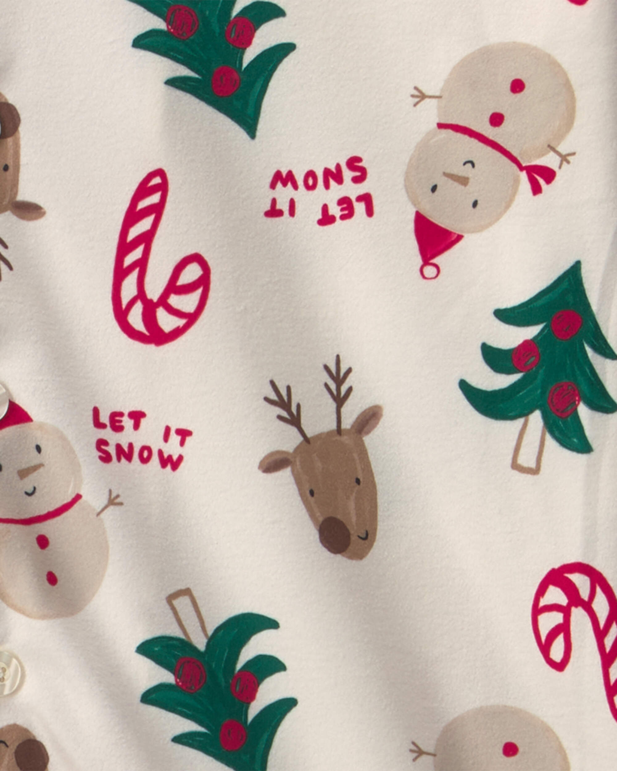 Adult 2-Piece Christmas Icon Fleece Loose Fit Pyjama Set - Cream
