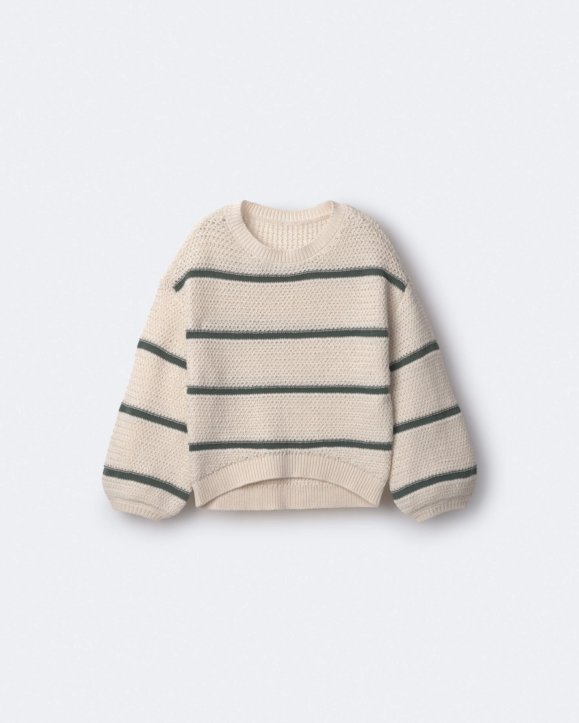 Toddler Girl Striped Balloon-Sleeve Sweater - Cream