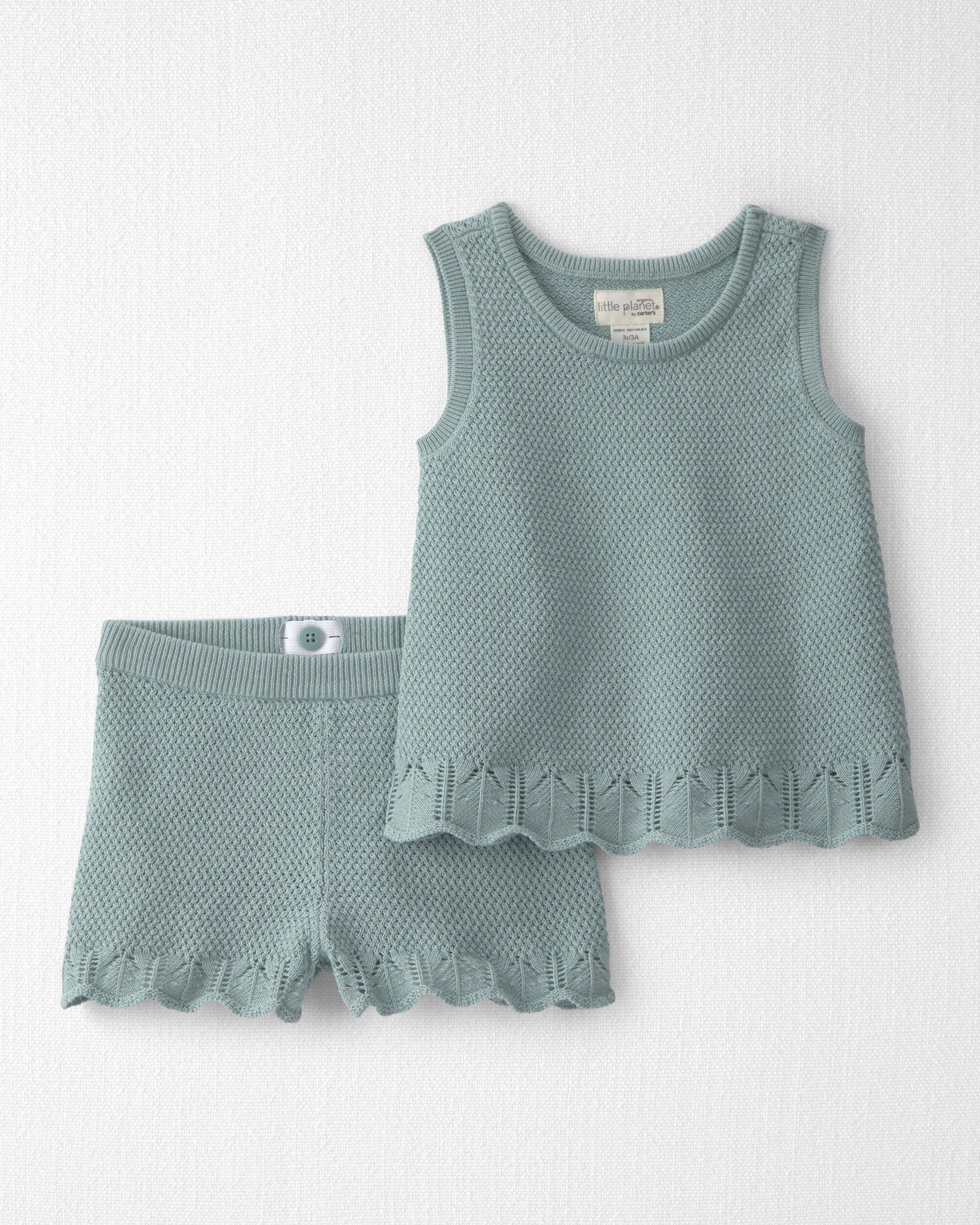Toddler Girl 2-Piece Organic Cotton Knit Top & Short Set