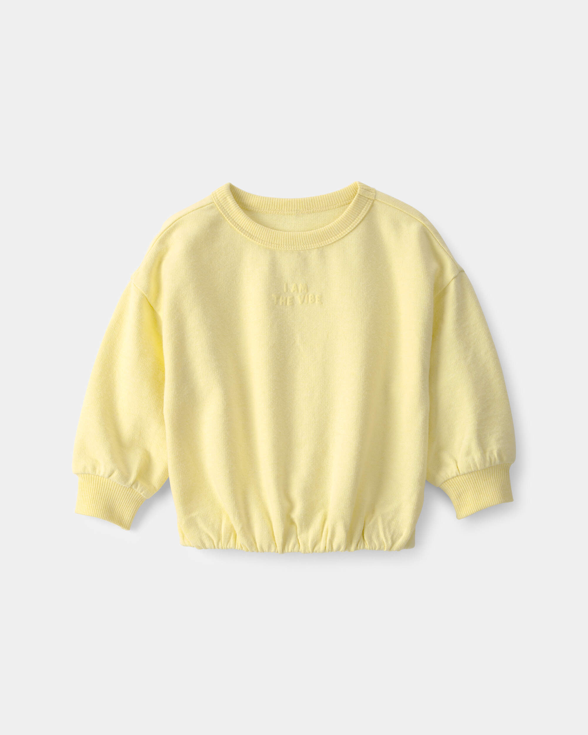 Baby Girl 'I Am The Vibe' French Terry Pullover Sweatshirt - Yellow