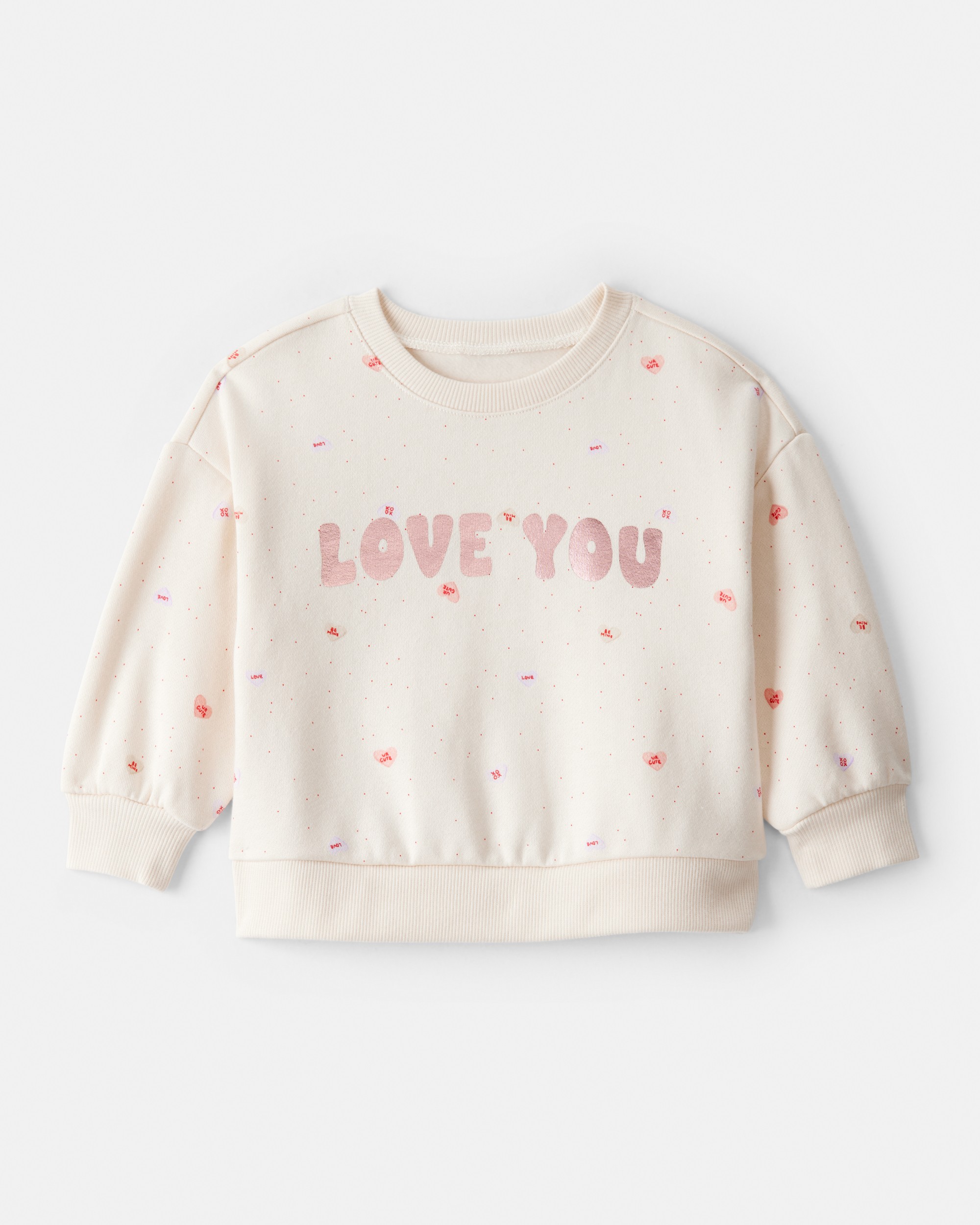 Baby Girl DayDream Fleece Heart Long-Sleeve Pullover Sweatshirt - Ivory