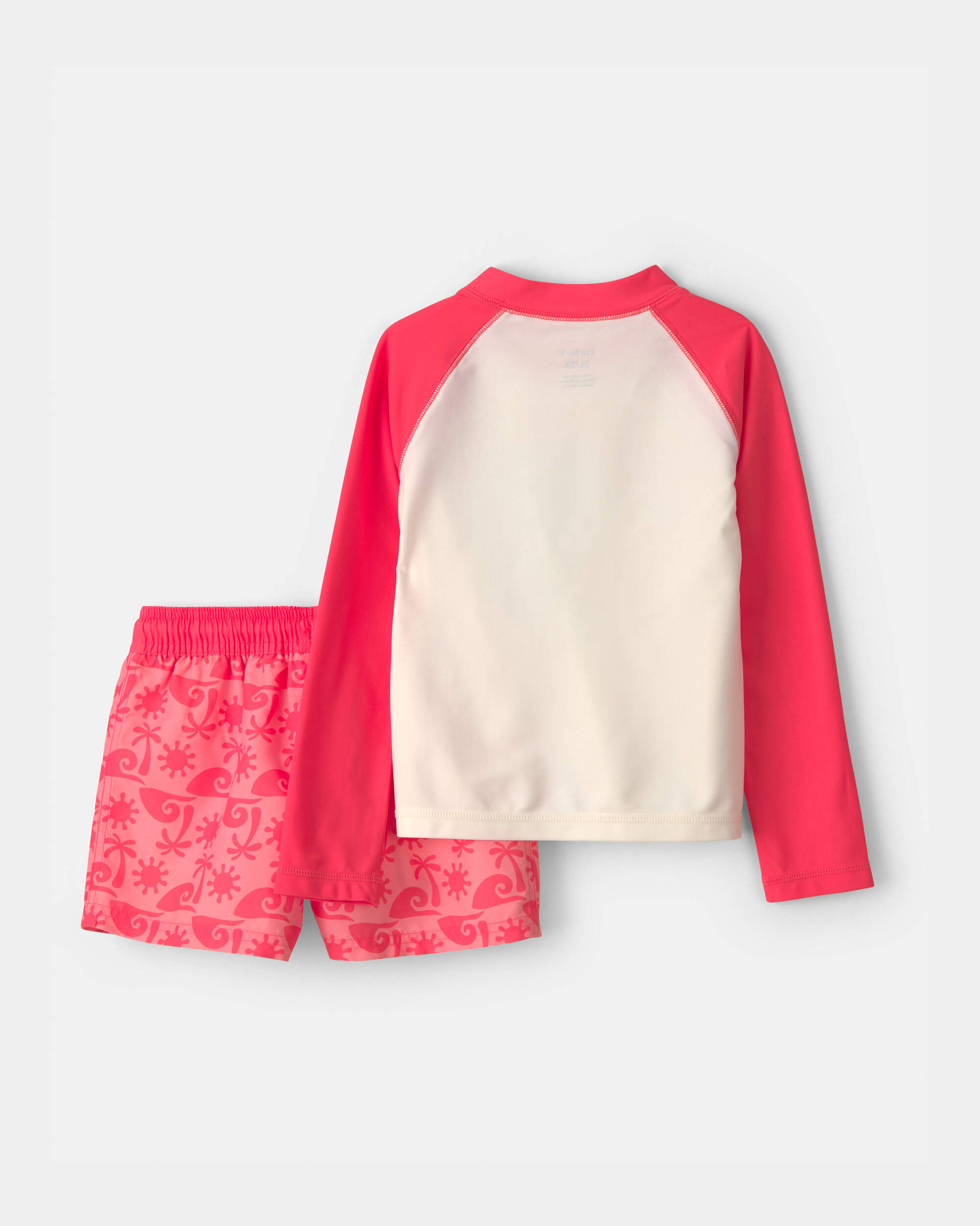 Toddler Boy 'Sandy Toes Club' 2-Piece Rashguard Swimsuit Set - Orange/Ivory