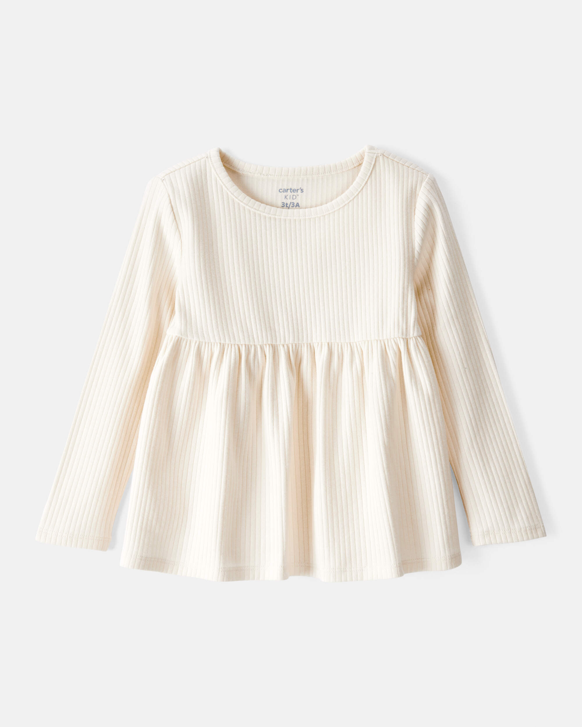 Toddler Girl Long-Sleeve Peplum Top - White