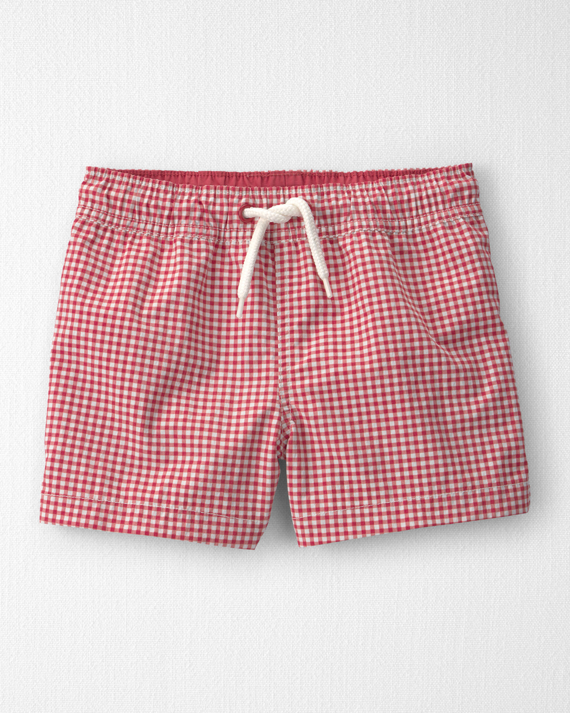 Toddler Boy Recycled Swim Trunks Red Gingham