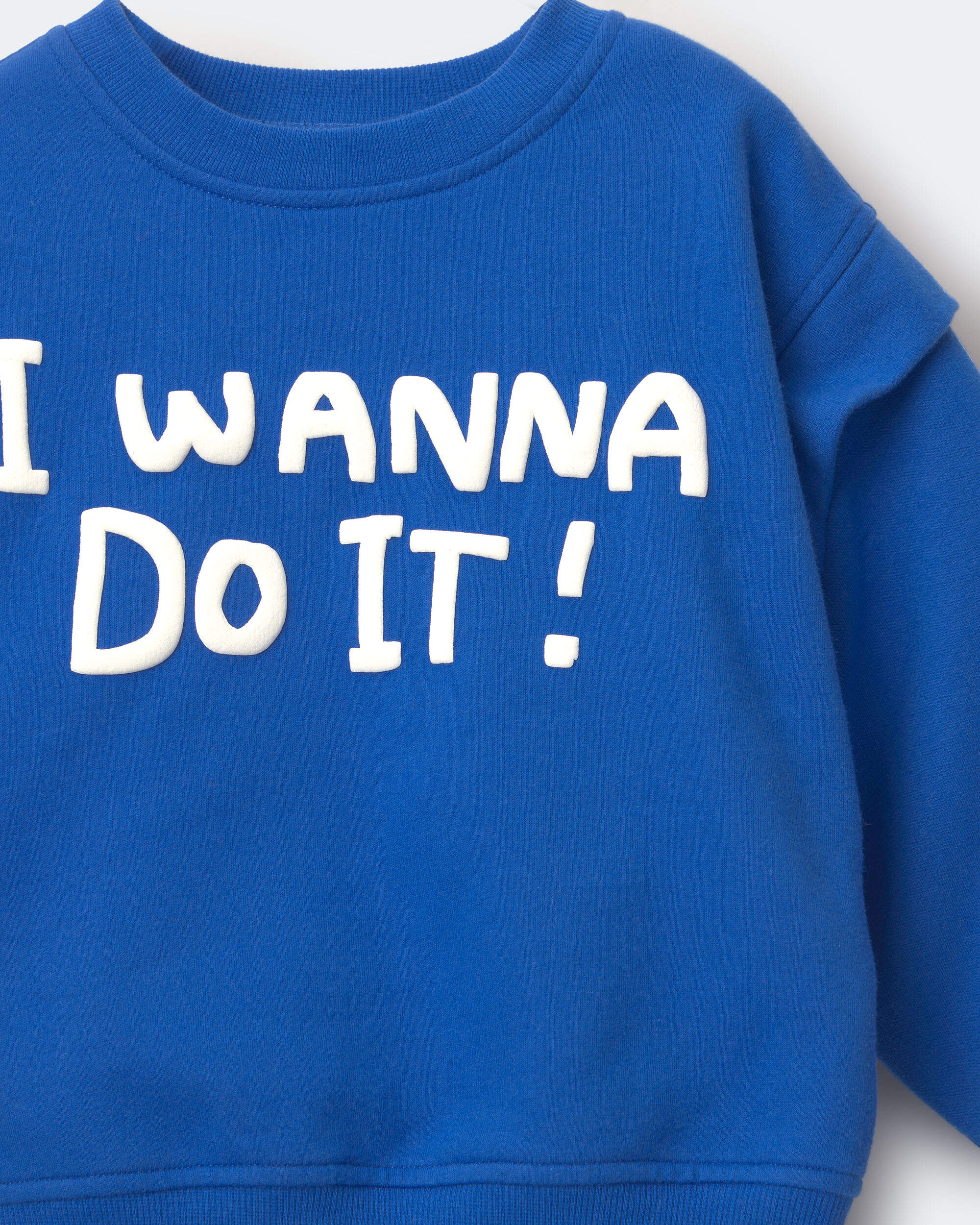 Toddler 'I Wanna Do It!' Layered Pullover Sweatshirt - Royal Blue