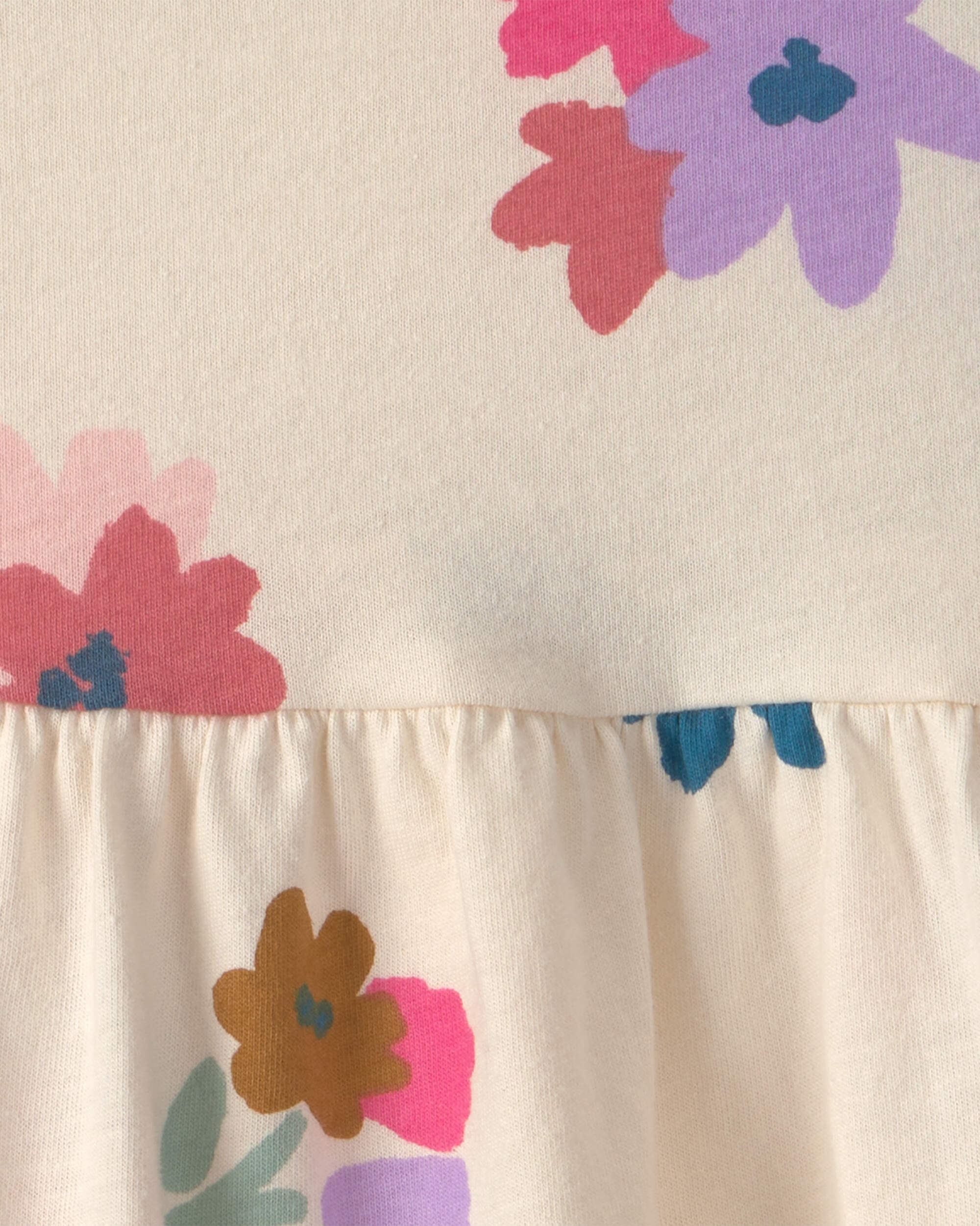 Baby Girl Floral Short-Sleeve Dress - Cream