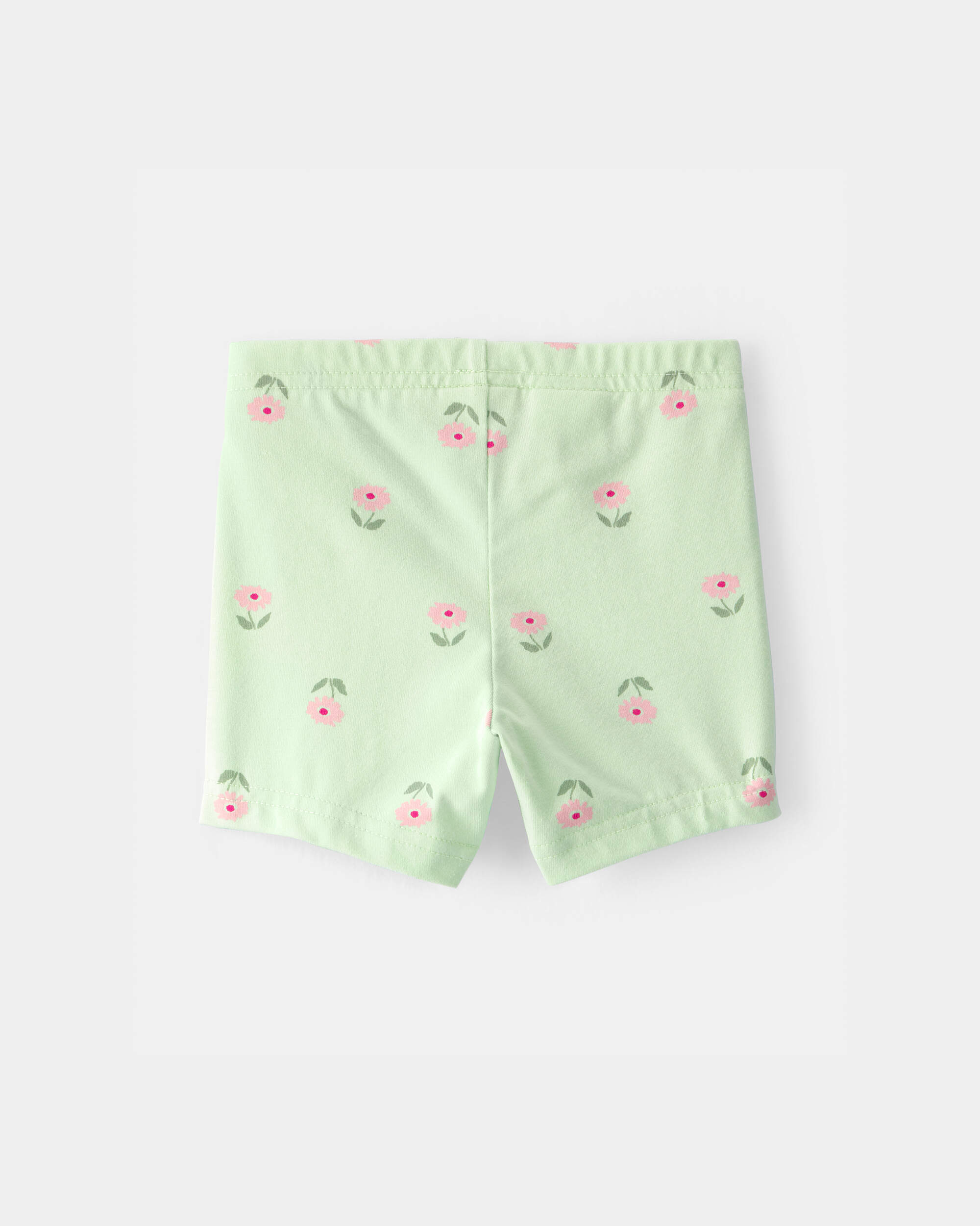 Baby Girl Floral Bike Shorts - Green