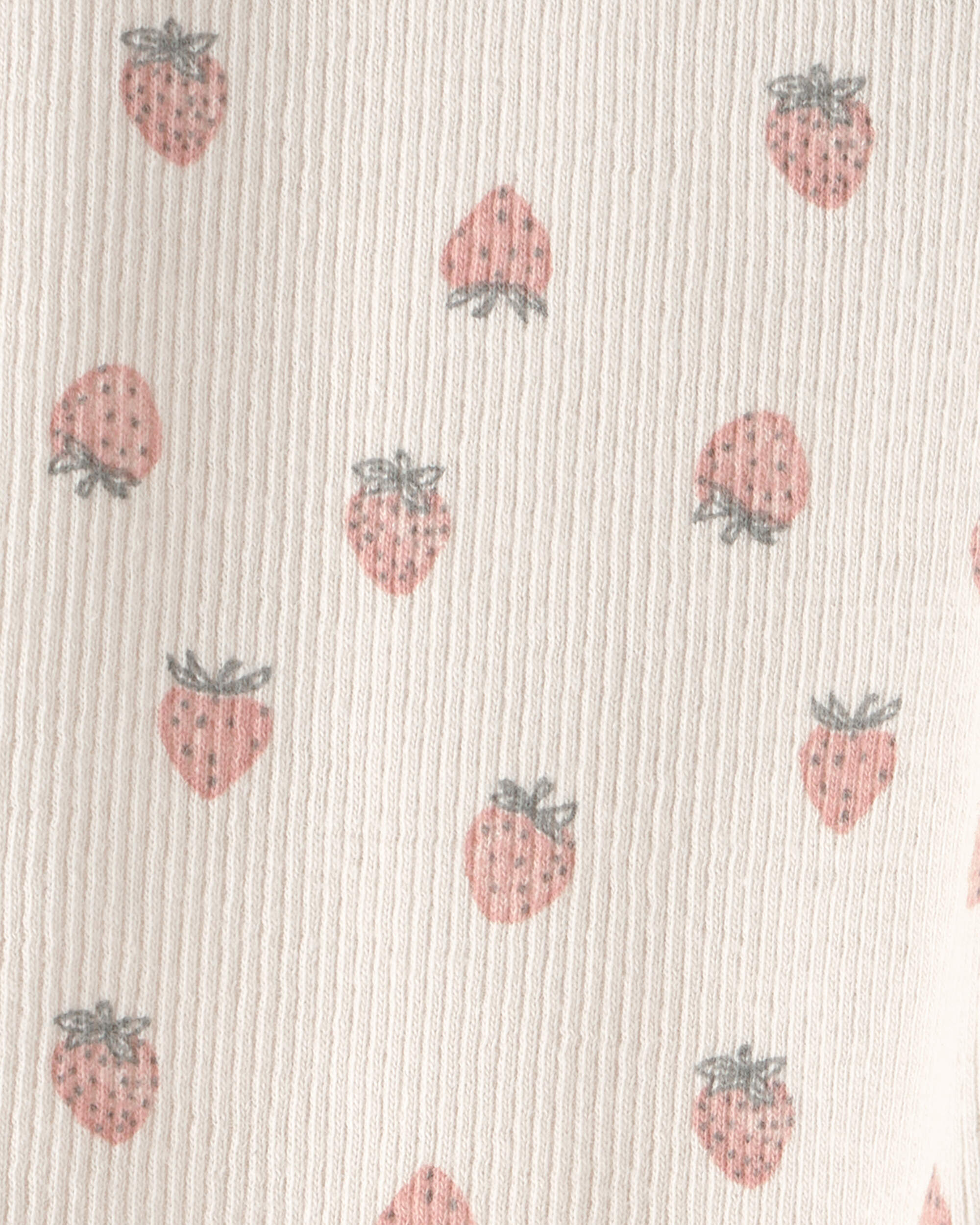 Baby Girl Organic Cotton Rib Footed Pants Strawberry-Print