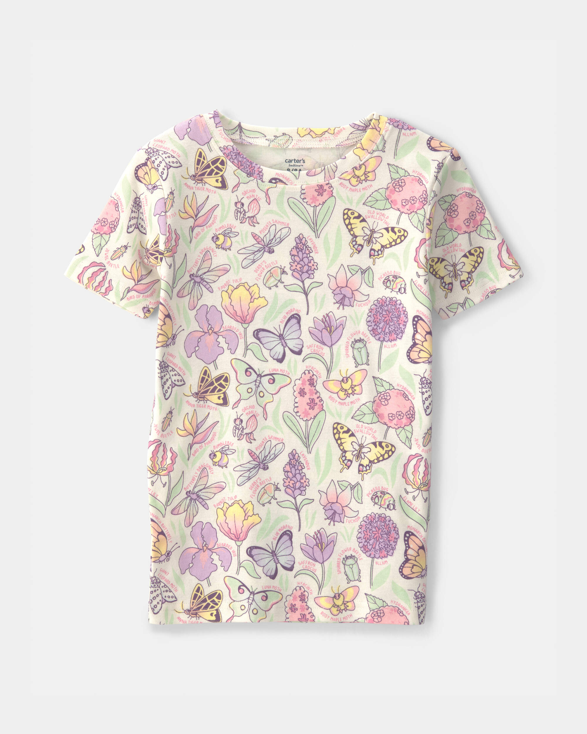 Girls Butterfly 100% Cotton Snug Fit 2-Piece Pyjama Set - Cream