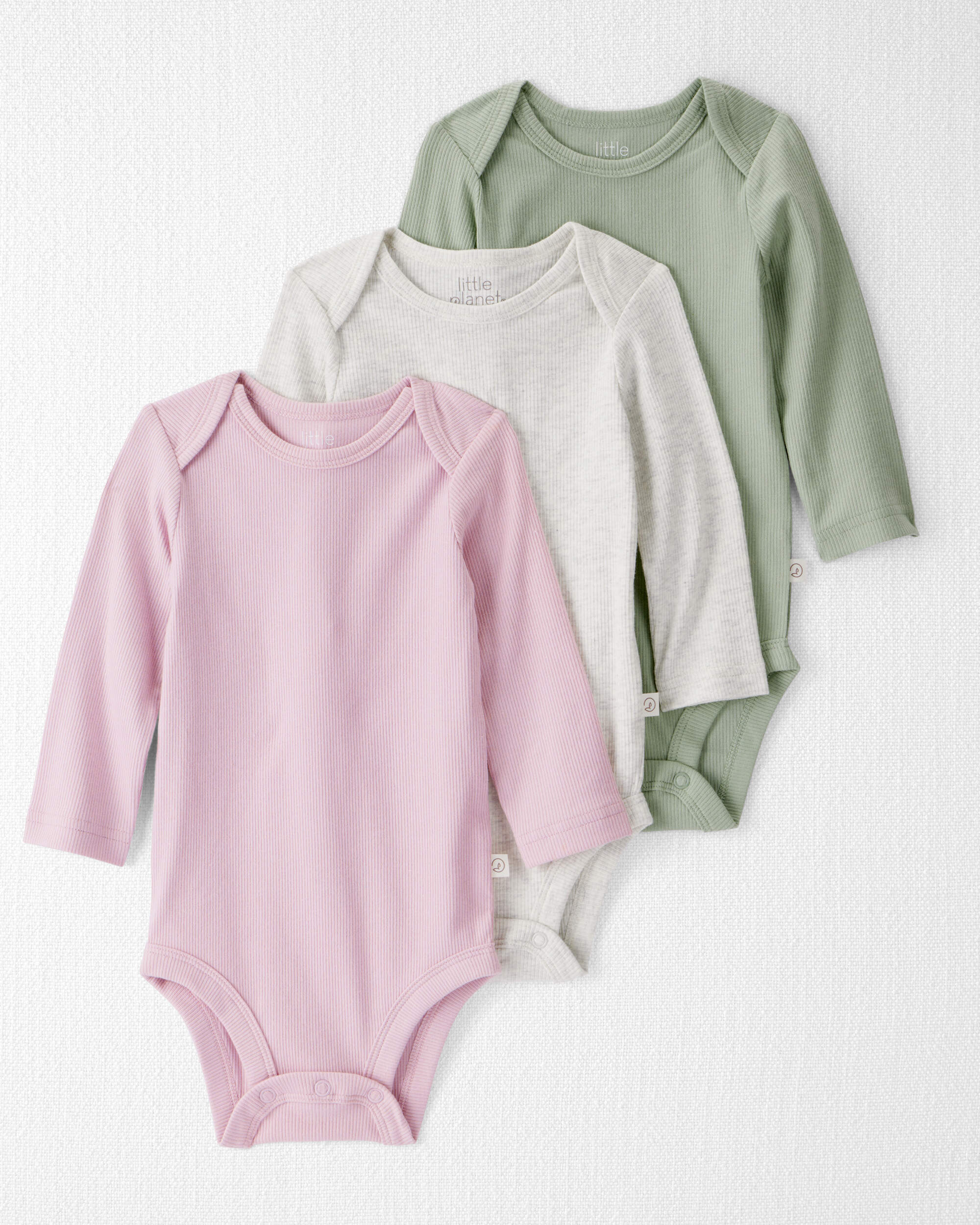 Baby Girl 3-Pack Organic Cotton Rib Bodysuits