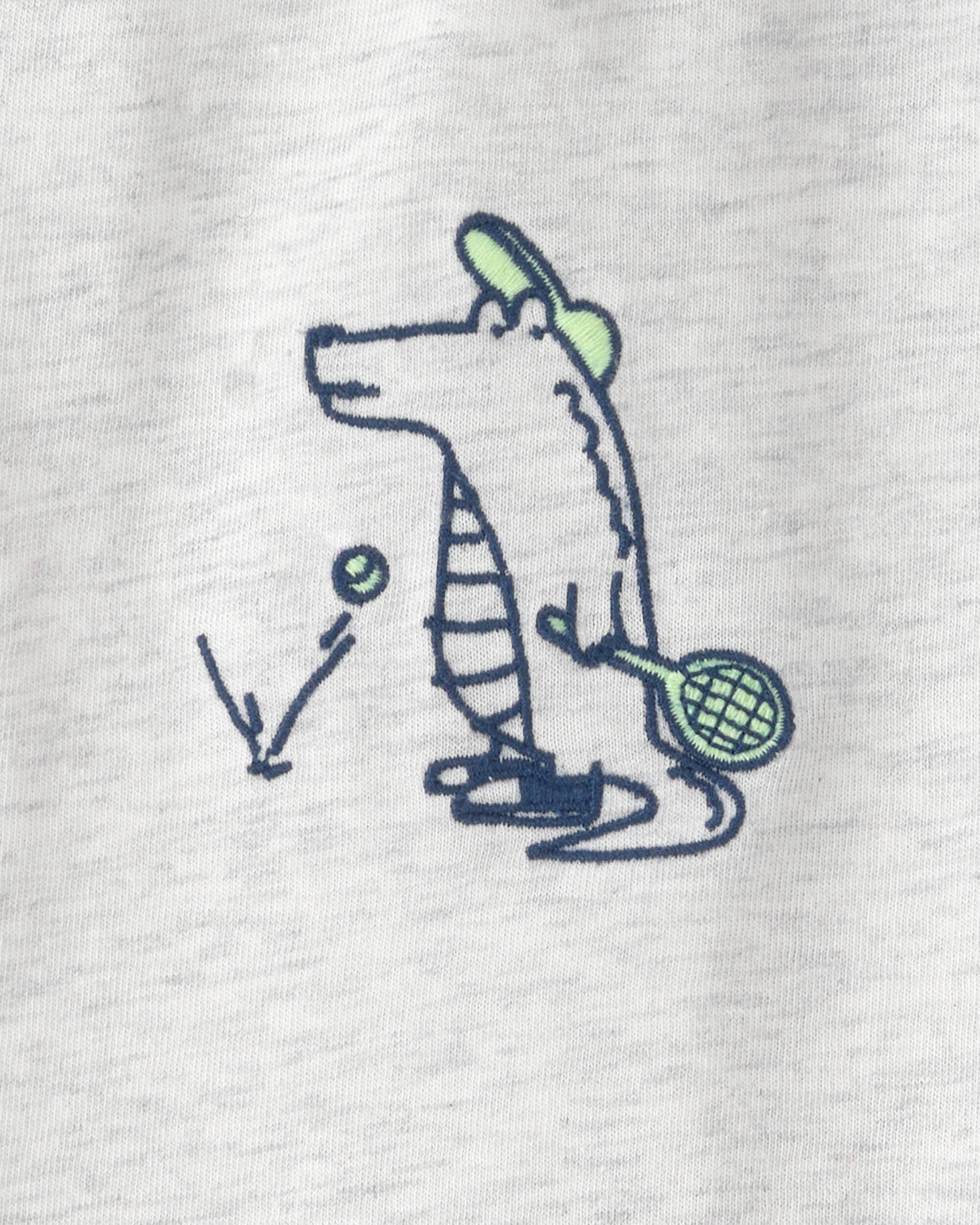 Toddler Boy Alligator Polo Shirt - Blue/Grey
