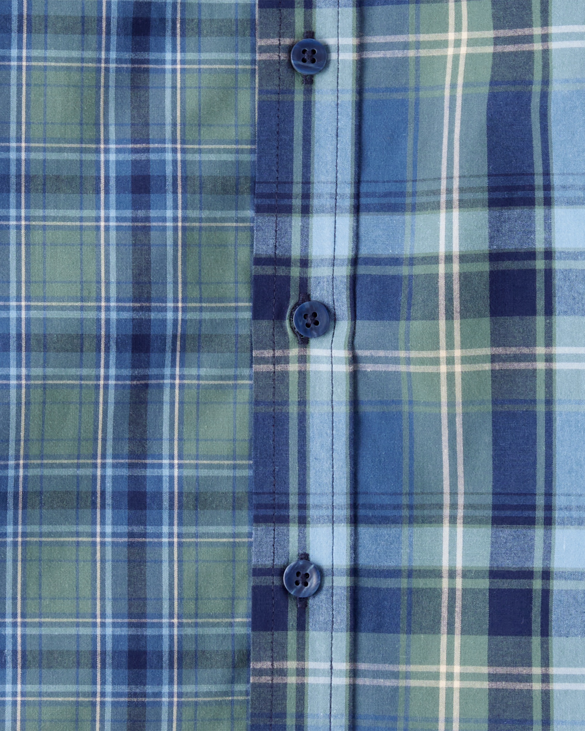 Boys Green Plaid Button-Front Shirt